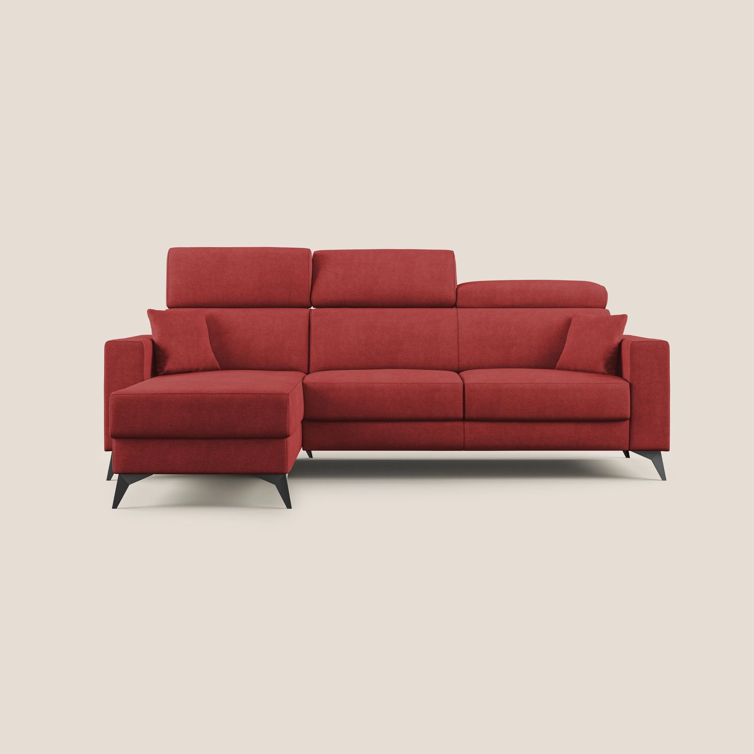 Pegaso canapé convertible d'angle avec têtières inclinables en tissu doux imperméable T02 rouge - Image 6
