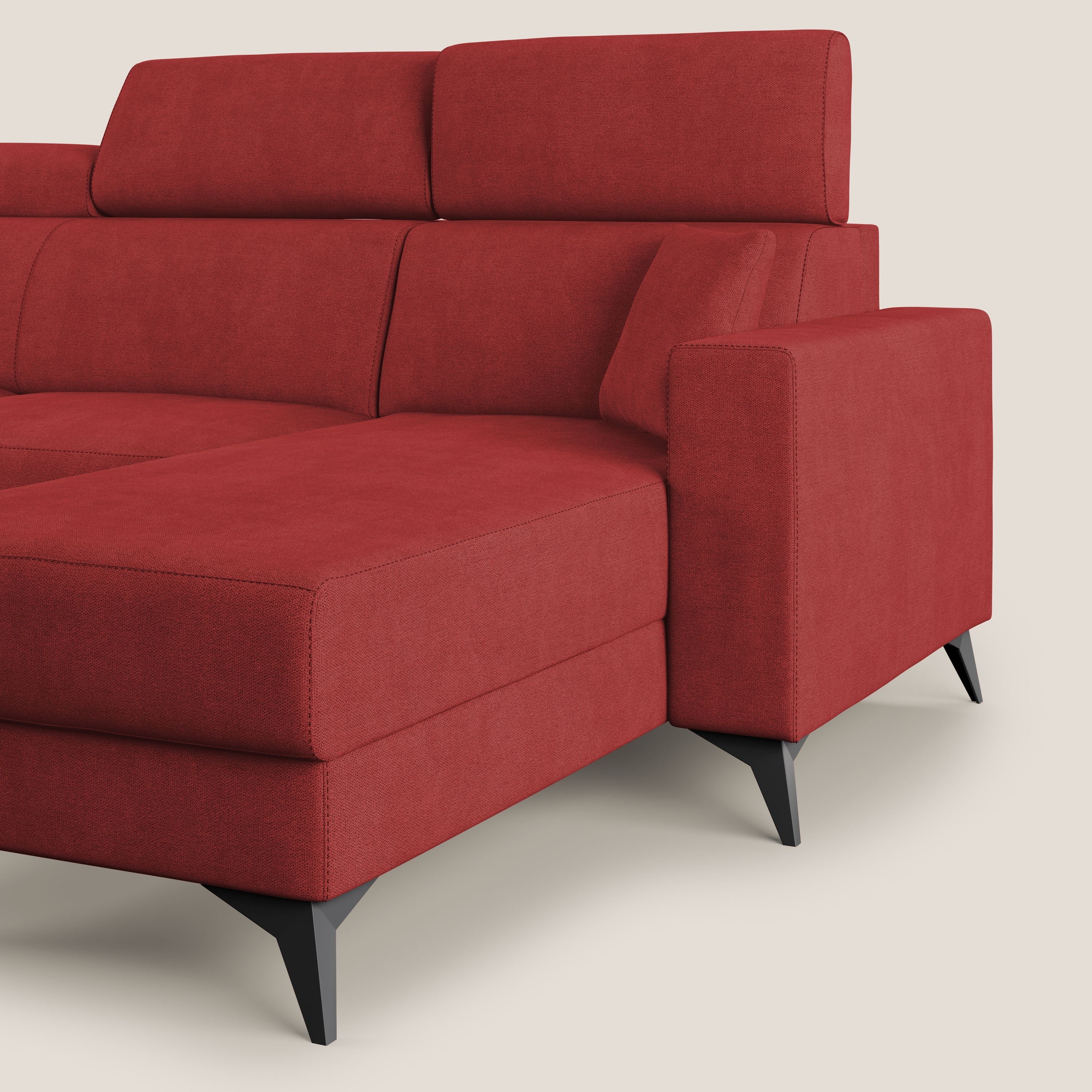 Pegaso canapé convertible d'angle avec têtières inclinables en tissu doux imperméable T02 rouge - Image 9