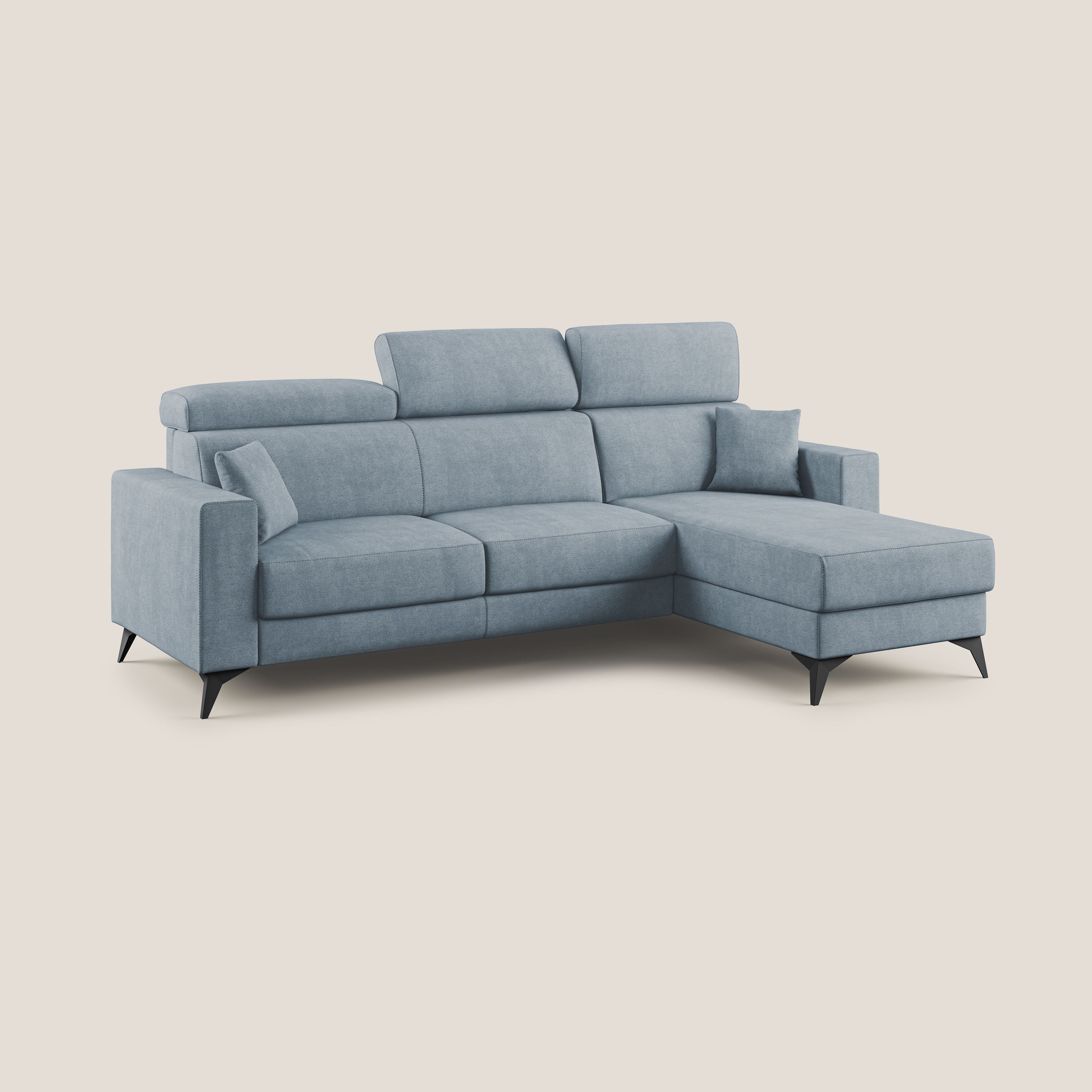 Pegaso canapé convertible d'angle avec têtières inclinables en tissu doux imperméable T02 sucre glace - Image 3