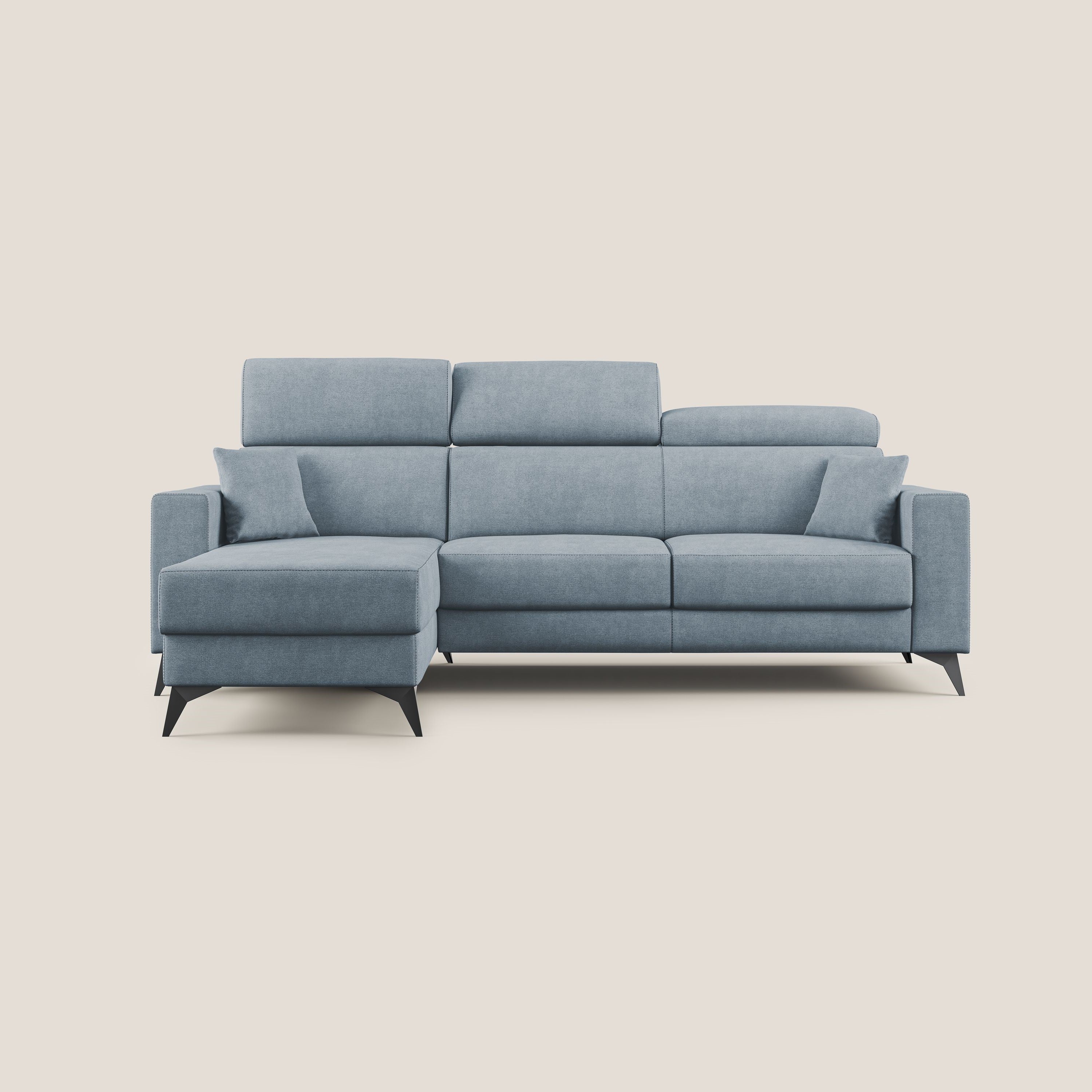Pegaso canapé convertible d'angle avec têtières inclinables en tissu doux imperméable T02 sucre glace - Image 6