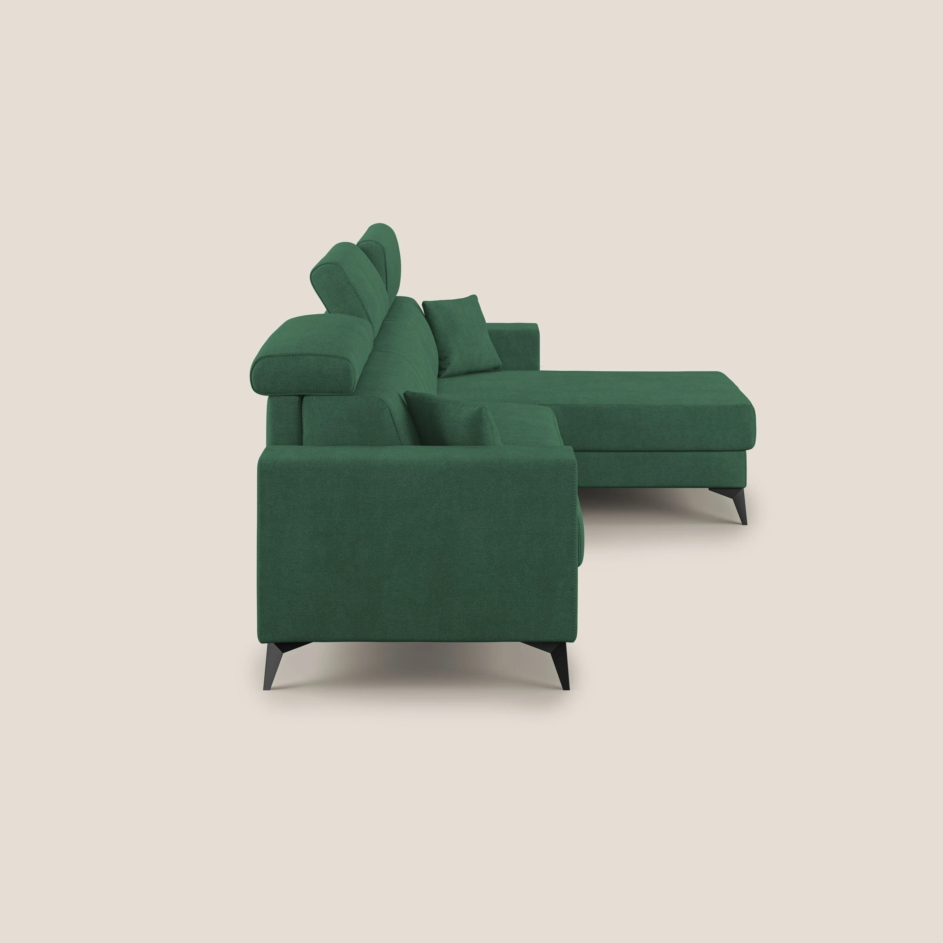 Pegaso canapé convertible d'angle avec têtières inclinables en tissu doux imperméable T02 vert - Image 4