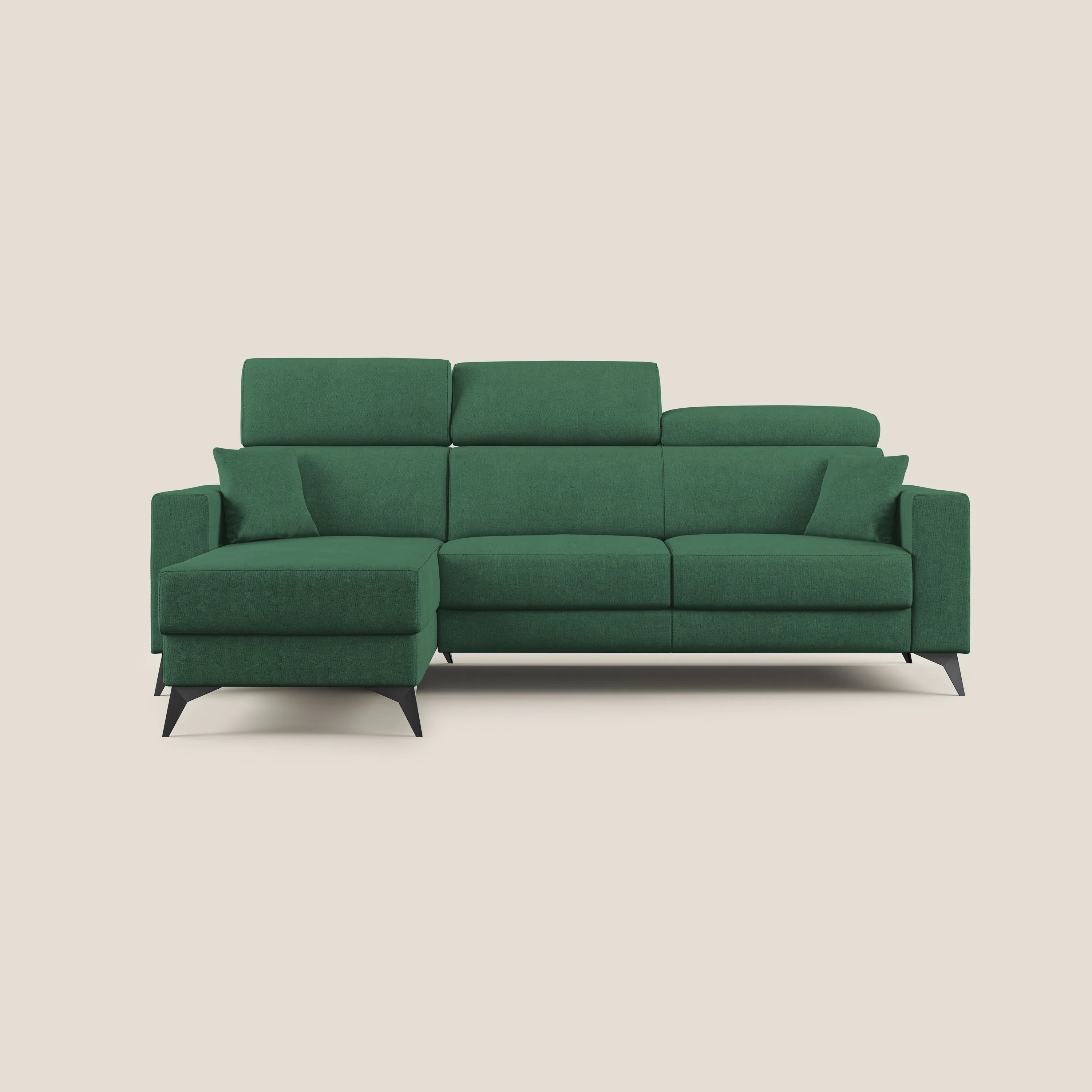 Pegaso canapé convertible d'angle avec têtières inclinables en tissu doux imperméable T02 vert - Image 7