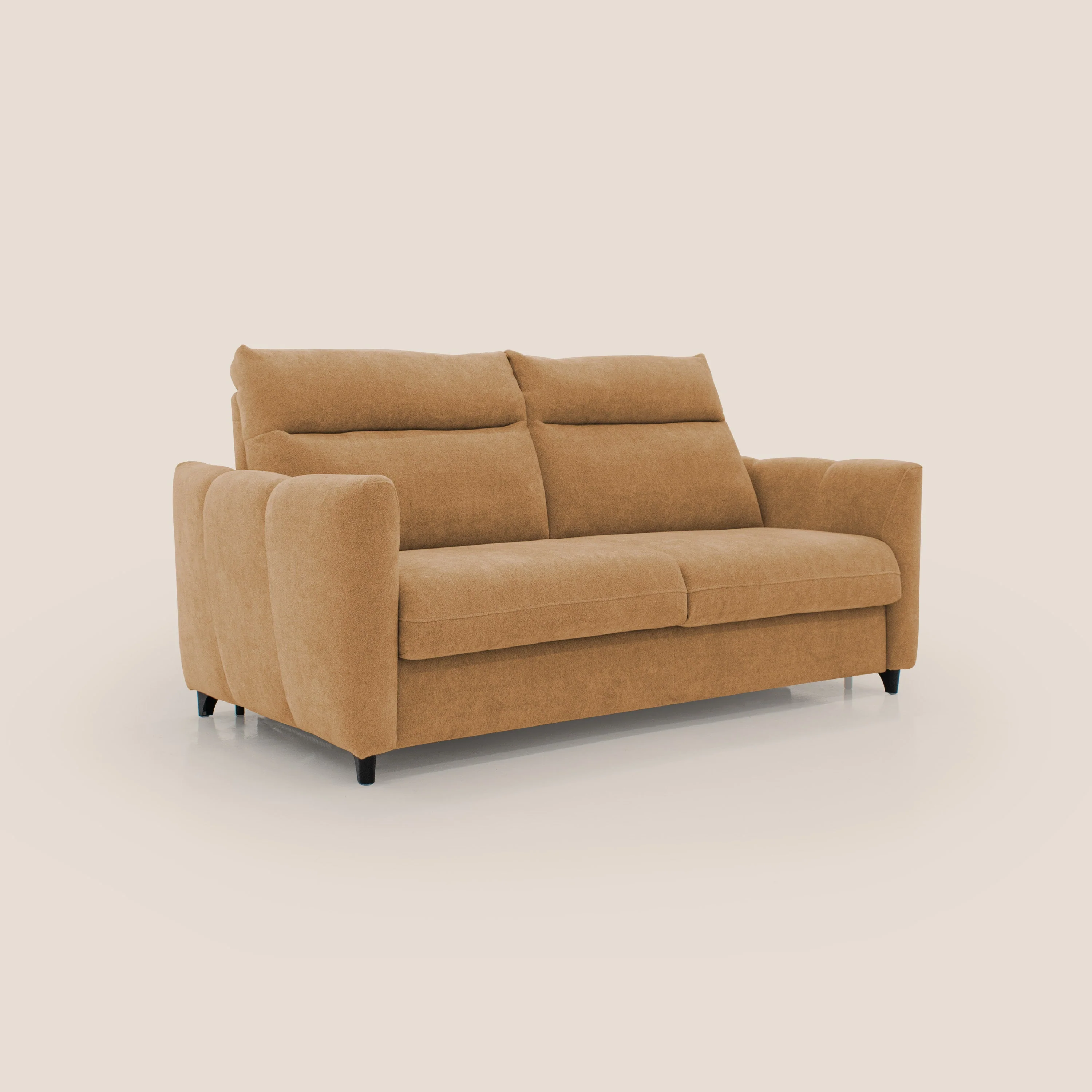 Peonia canapé convertible scandinave avec matelas H 18cm et dossier haut en bouclette imperméable T07 orange - Image 3