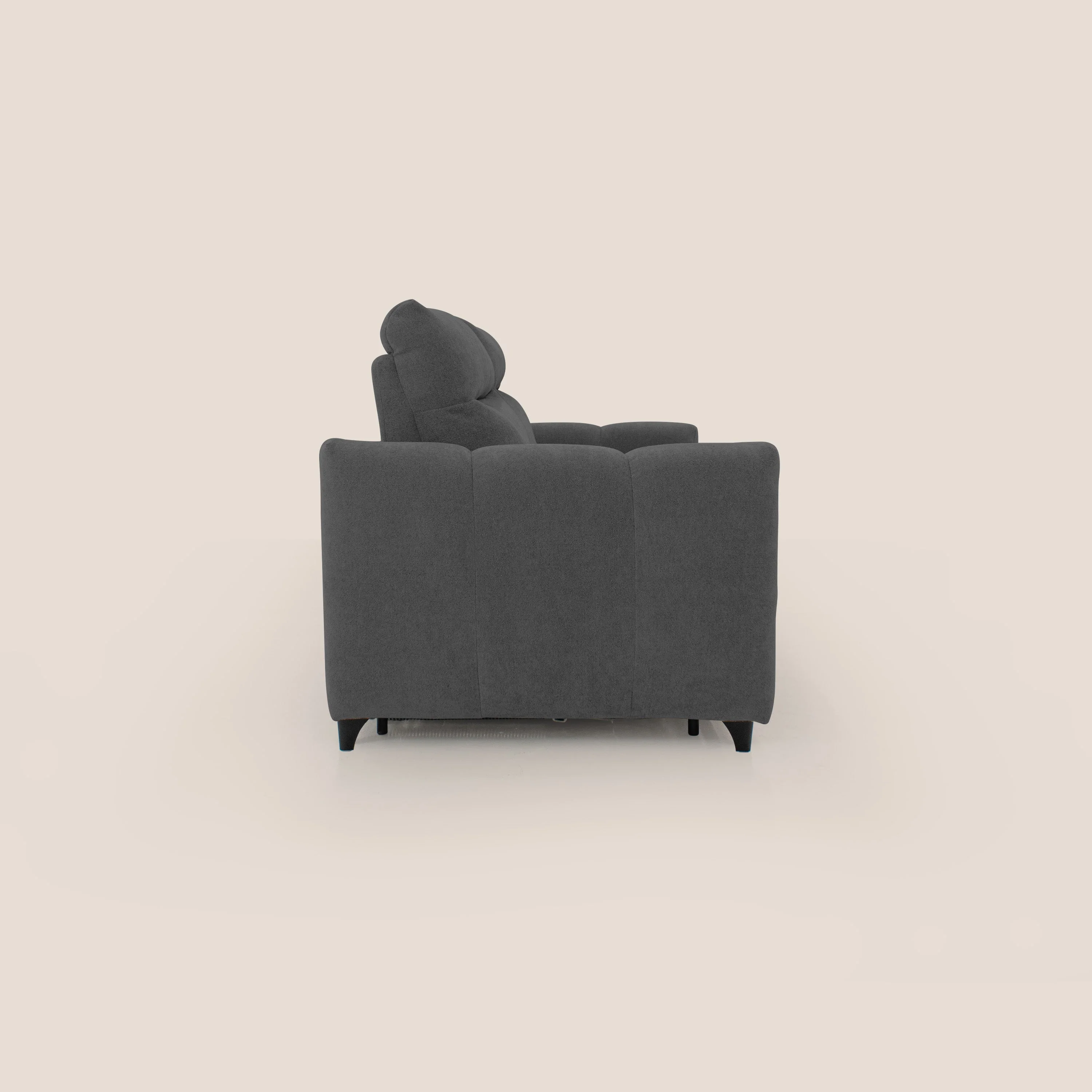 Peonia canapé convertible scandinave avec matelas H 18cm et dossier haut en bouclette imperméable T07 anthracite - Image 7