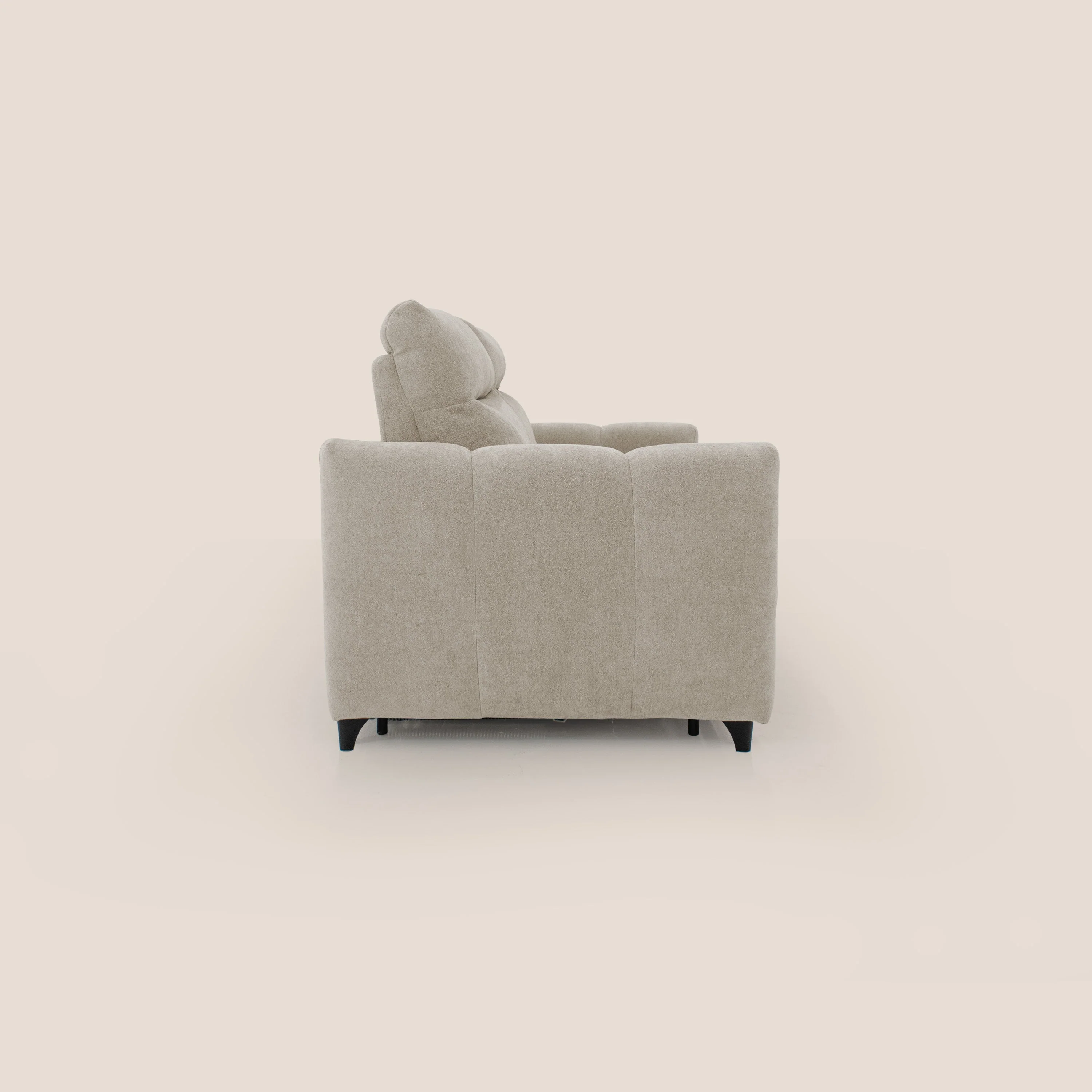 Peonia canapé convertible scandinave avec matelas H 18cm et dossier haut en bouclette imperméable T07 beige - Image 7