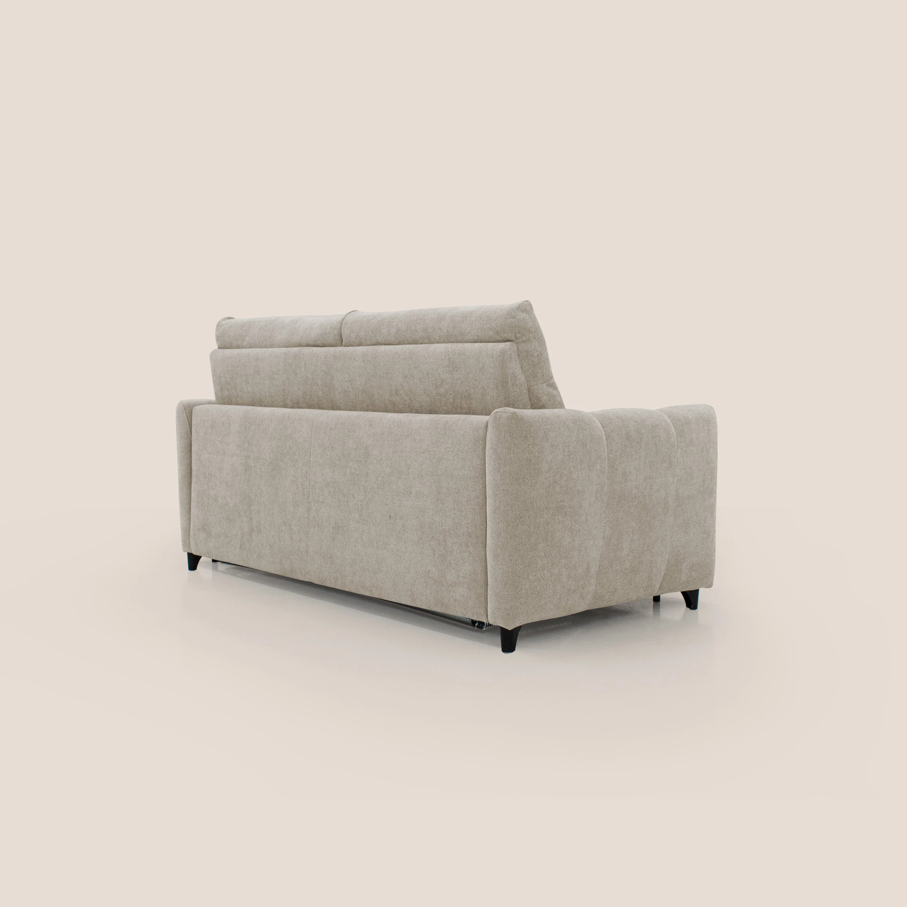 Peonia canapé convertible scandinave avec matelas H 18cm et dossier haut en bouclette imperméable T07 beige - Image 8