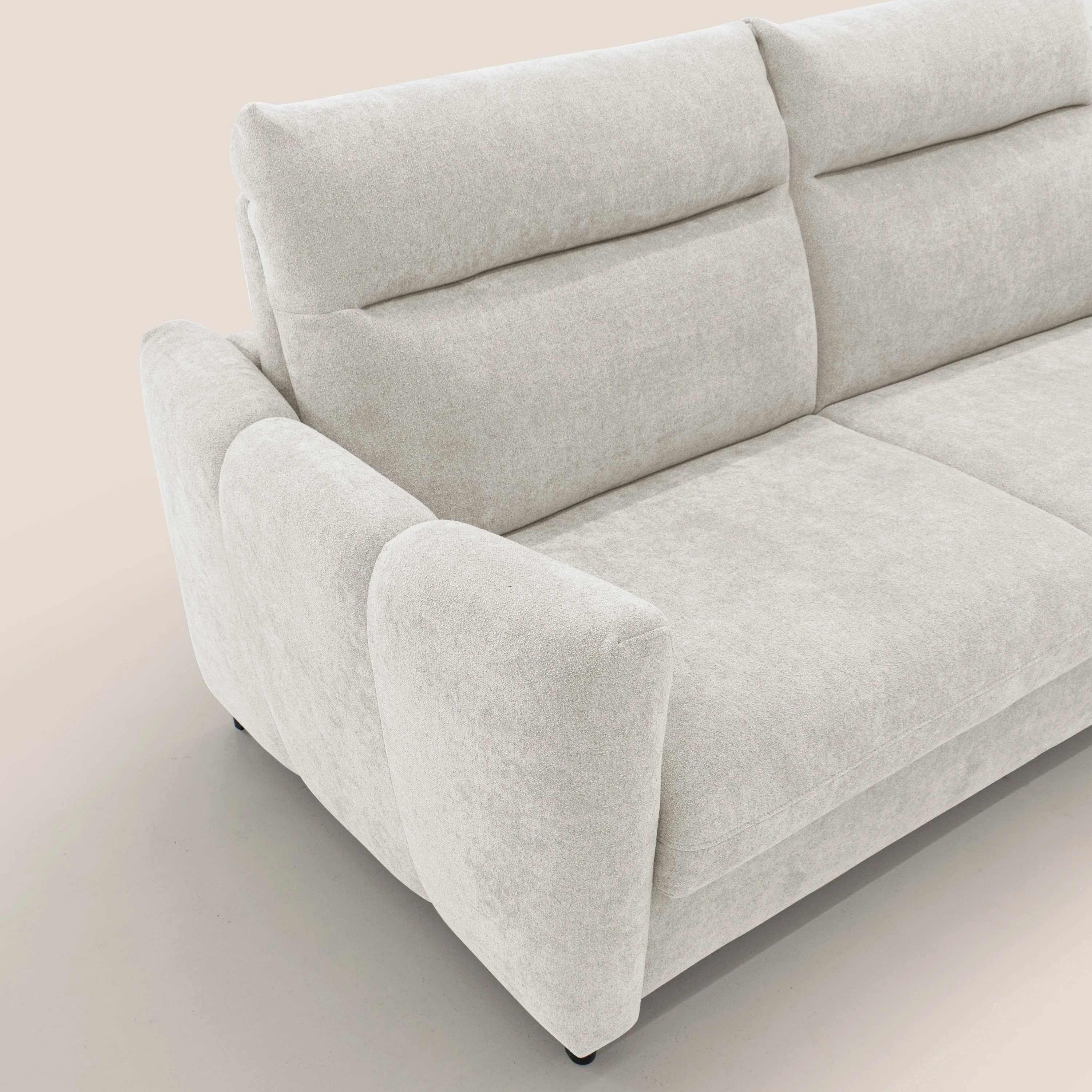 Peonia canapé convertible scandinave avec matelas H 18cm et dossier haut en bouclette imperméable T07 blanc - Image 6