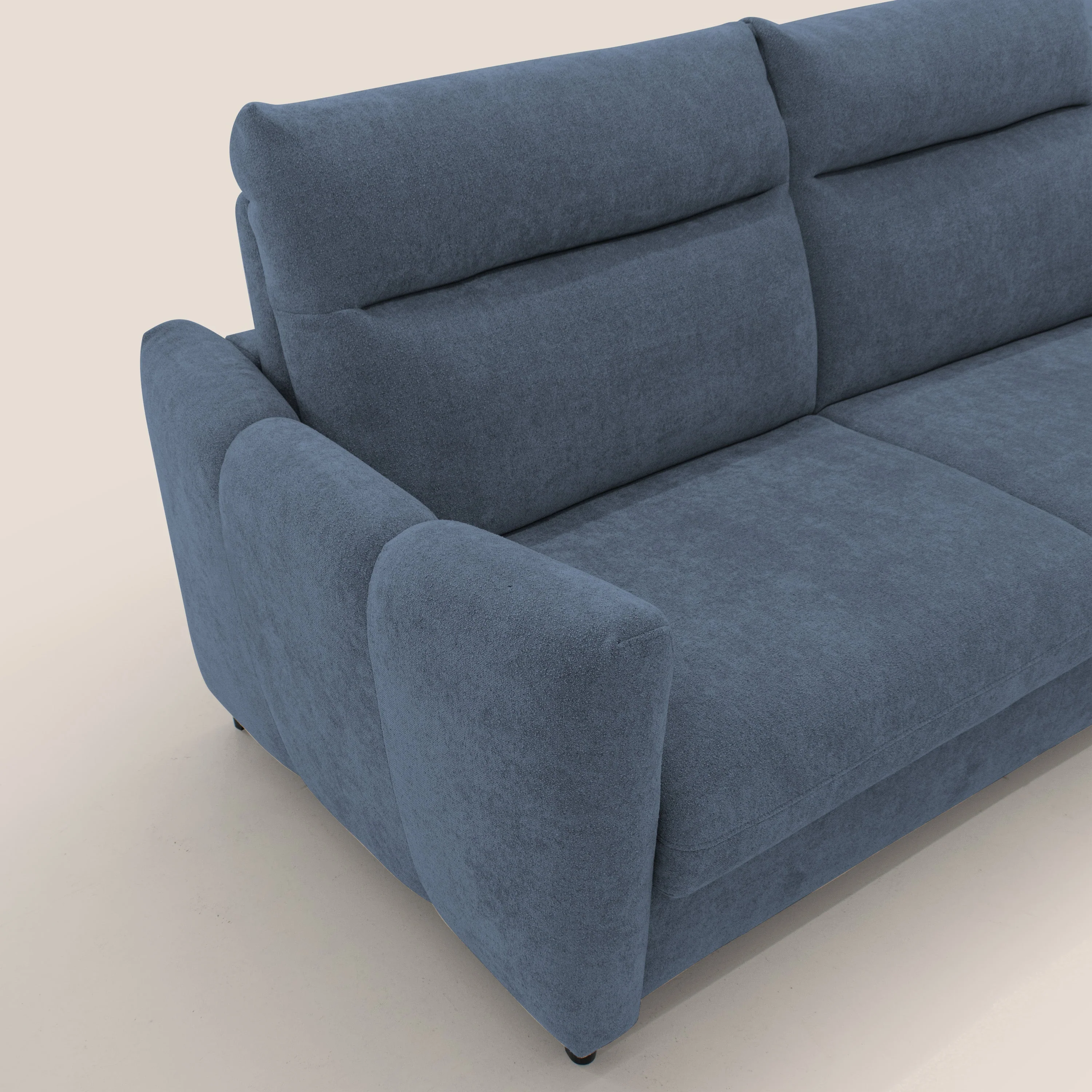 Peonia canapé convertible scandinave avec matelas H 18cm et dossier haut en bouclette imperméable T07 bleu - Image 6