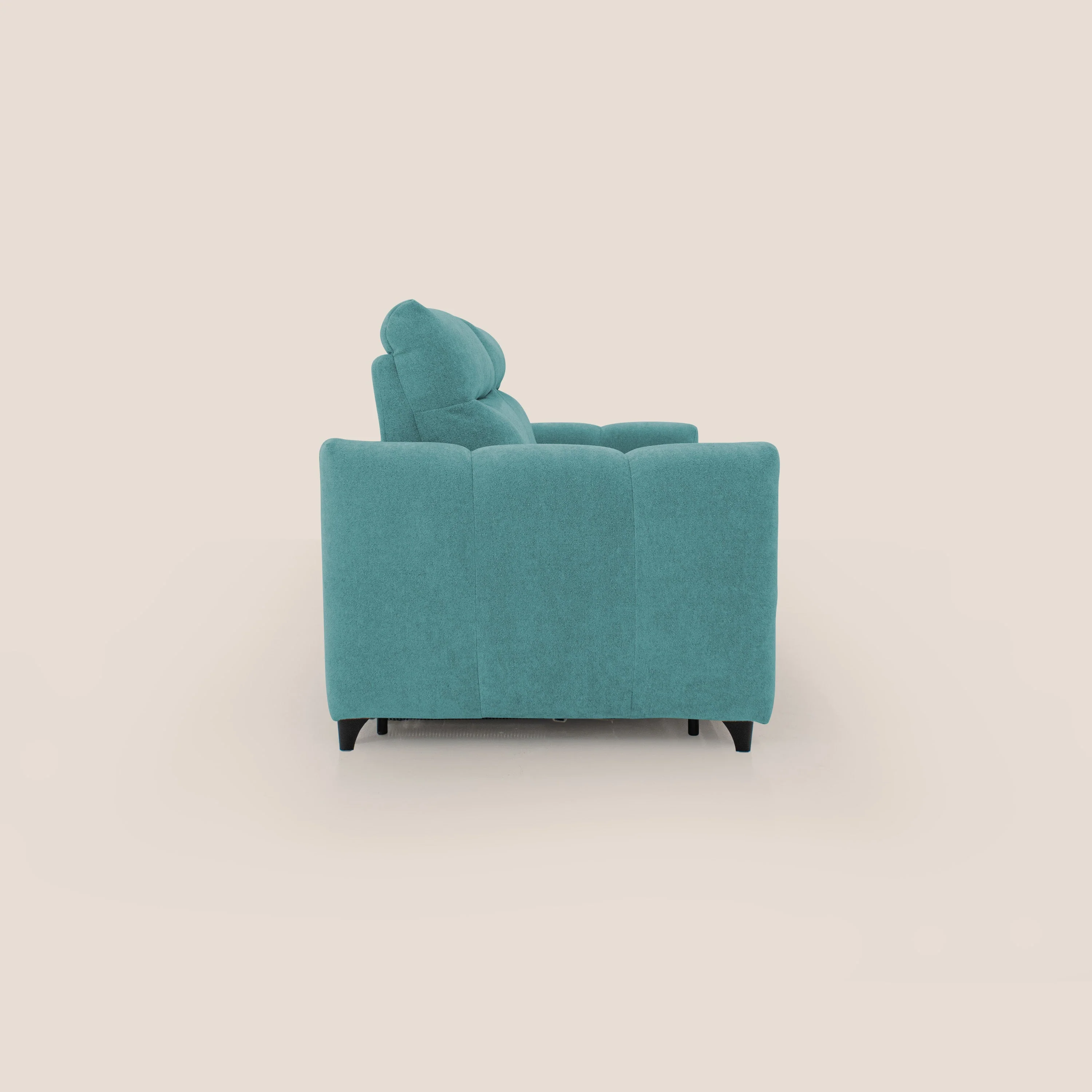 Peonia canapé convertible scandinave avec matelas H 18cm et dossier haut en bouclette imperméable T07 bleu ciel - Image 7