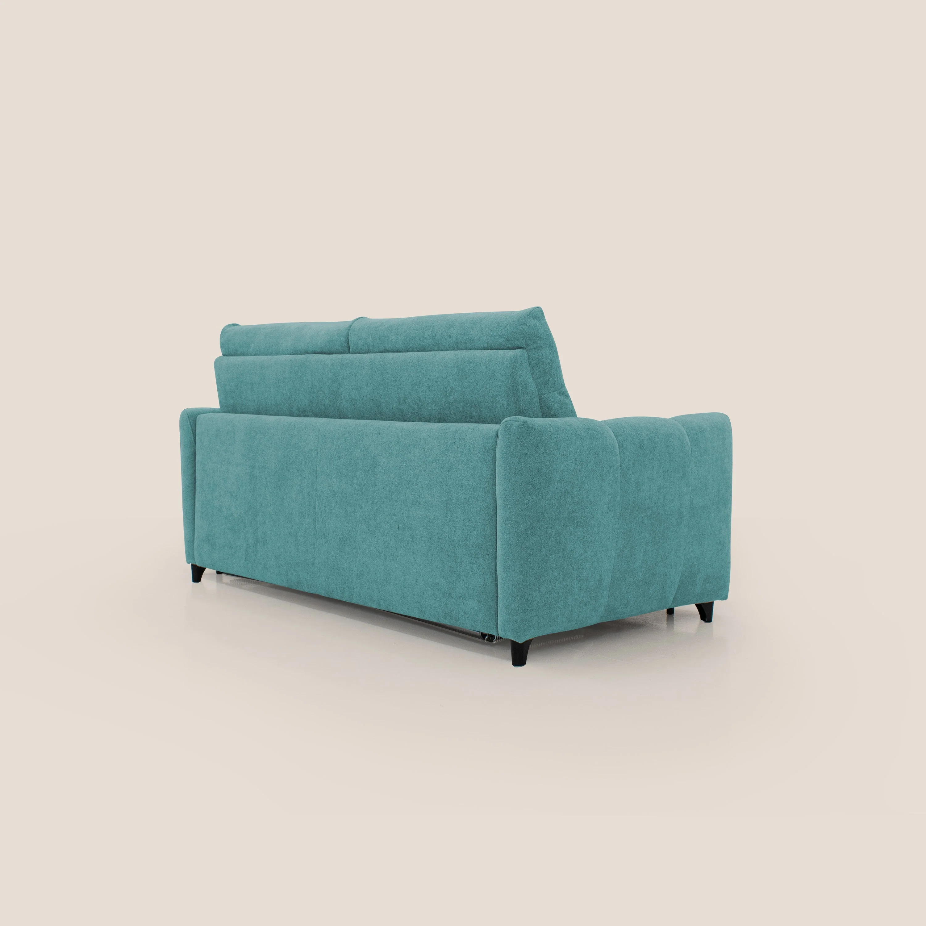 Peonia canapé convertible scandinave avec matelas H 18cm et dossier haut en bouclette imperméable T07 bleu ciel - Image 8