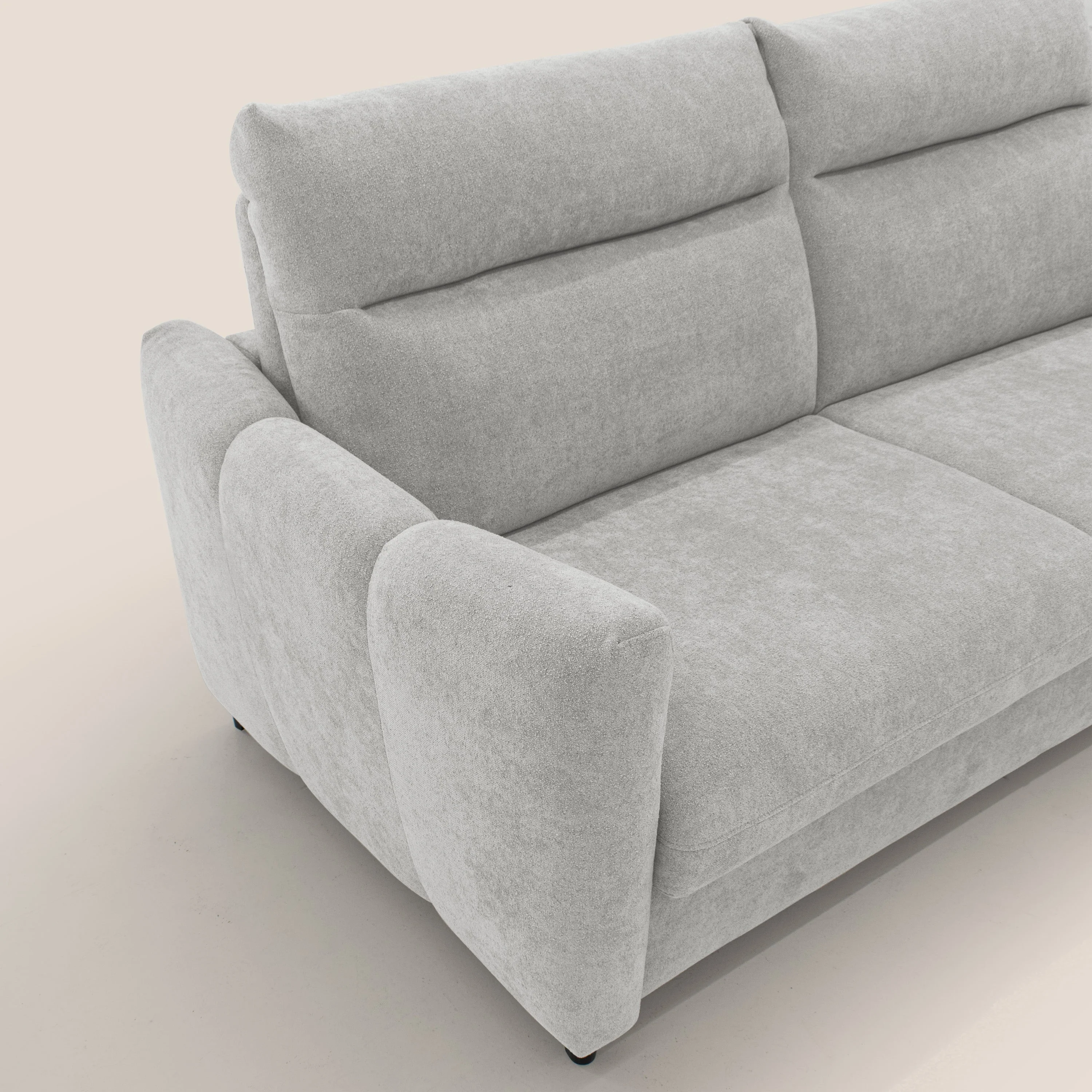 Peonia canapé convertible scandinave avec matelas H 18cm et dossier haut en bouclette imperméable T07 gris - Image 6