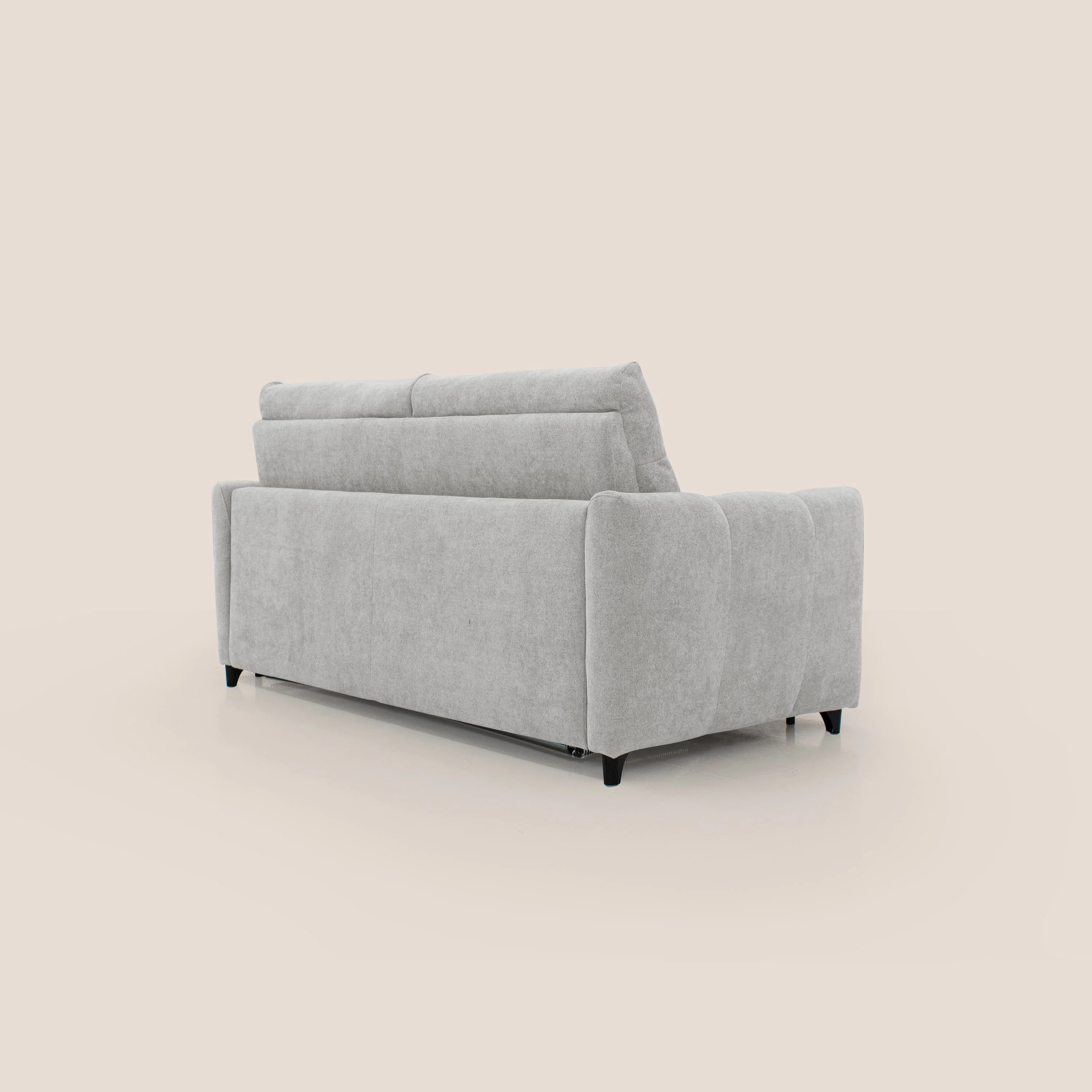 Peonia canapé convertible scandinave avec matelas H 18cm et dossier haut en bouclette imperméable T07 gris - Image 8
