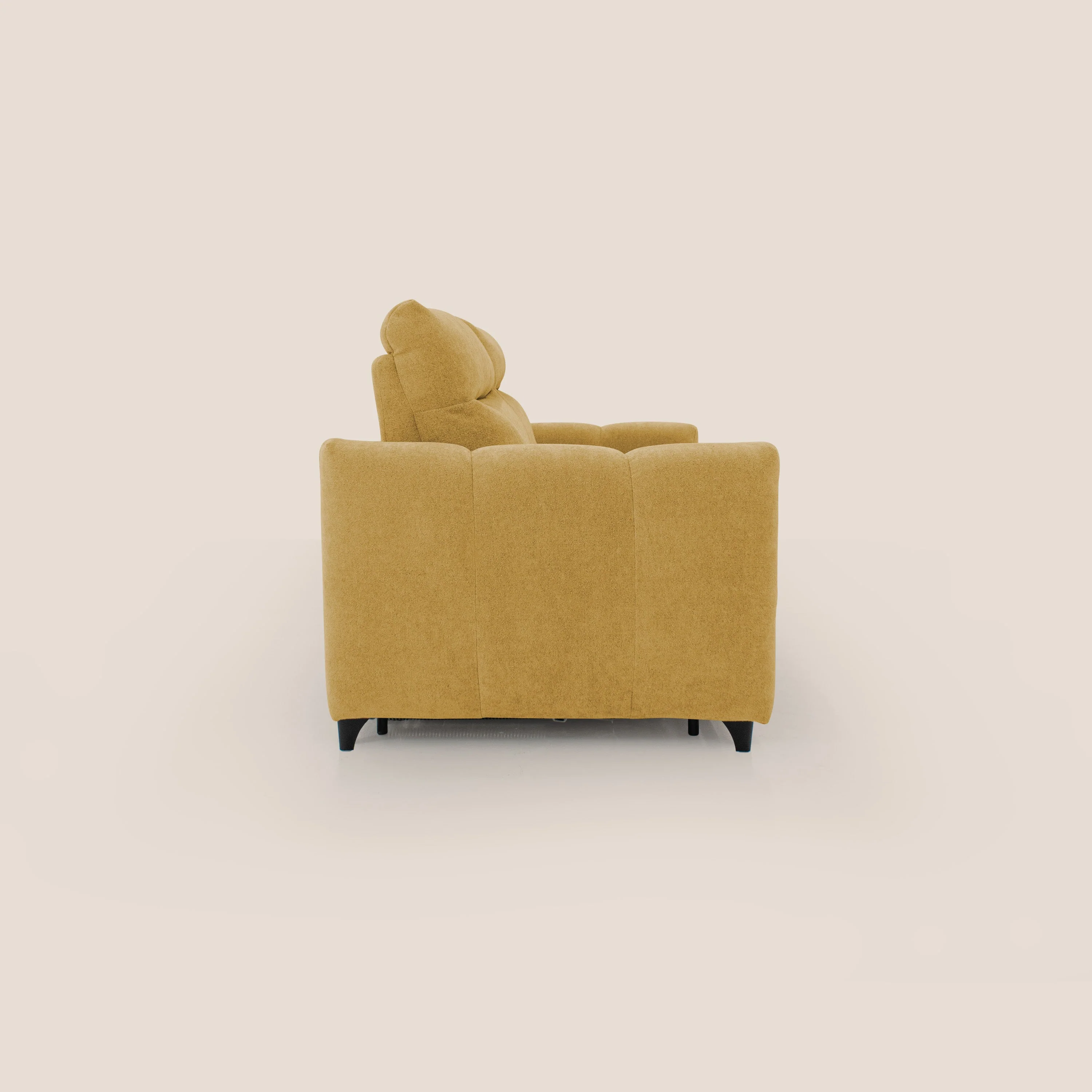 Peonia canapé convertible scandinave avec matelas H 18cm et dossier haut en bouclette imperméable T07 jaune - Image 7