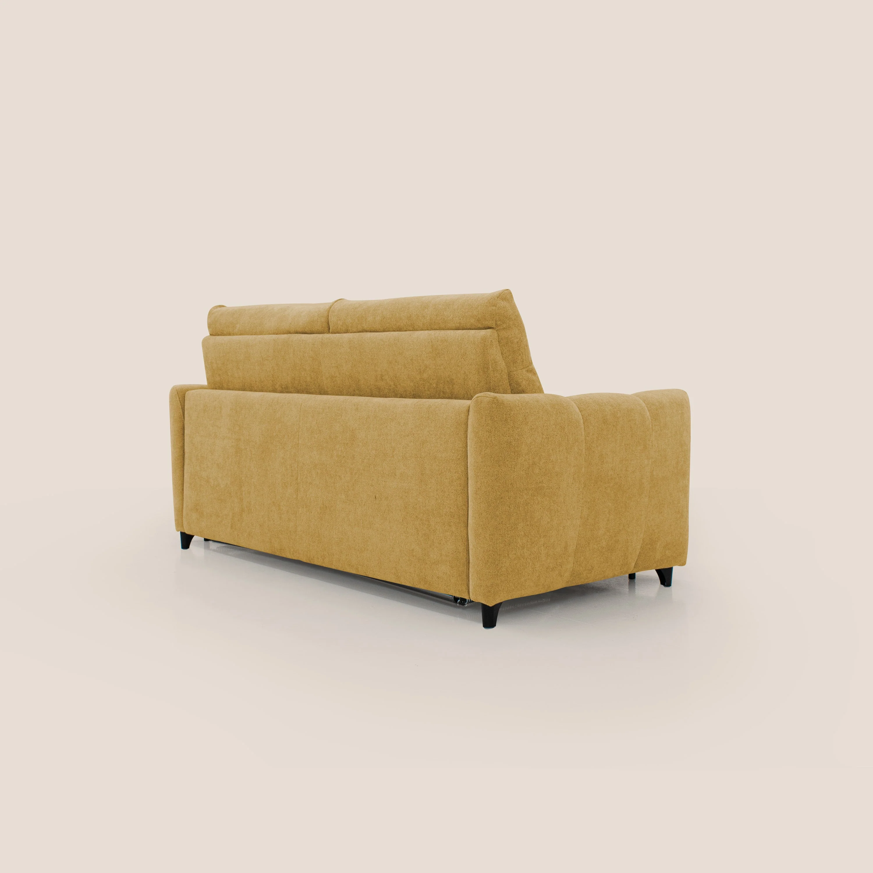 Peonia canapé convertible scandinave avec matelas H 18cm et dossier haut en bouclette imperméable T07 jaune - Image 8