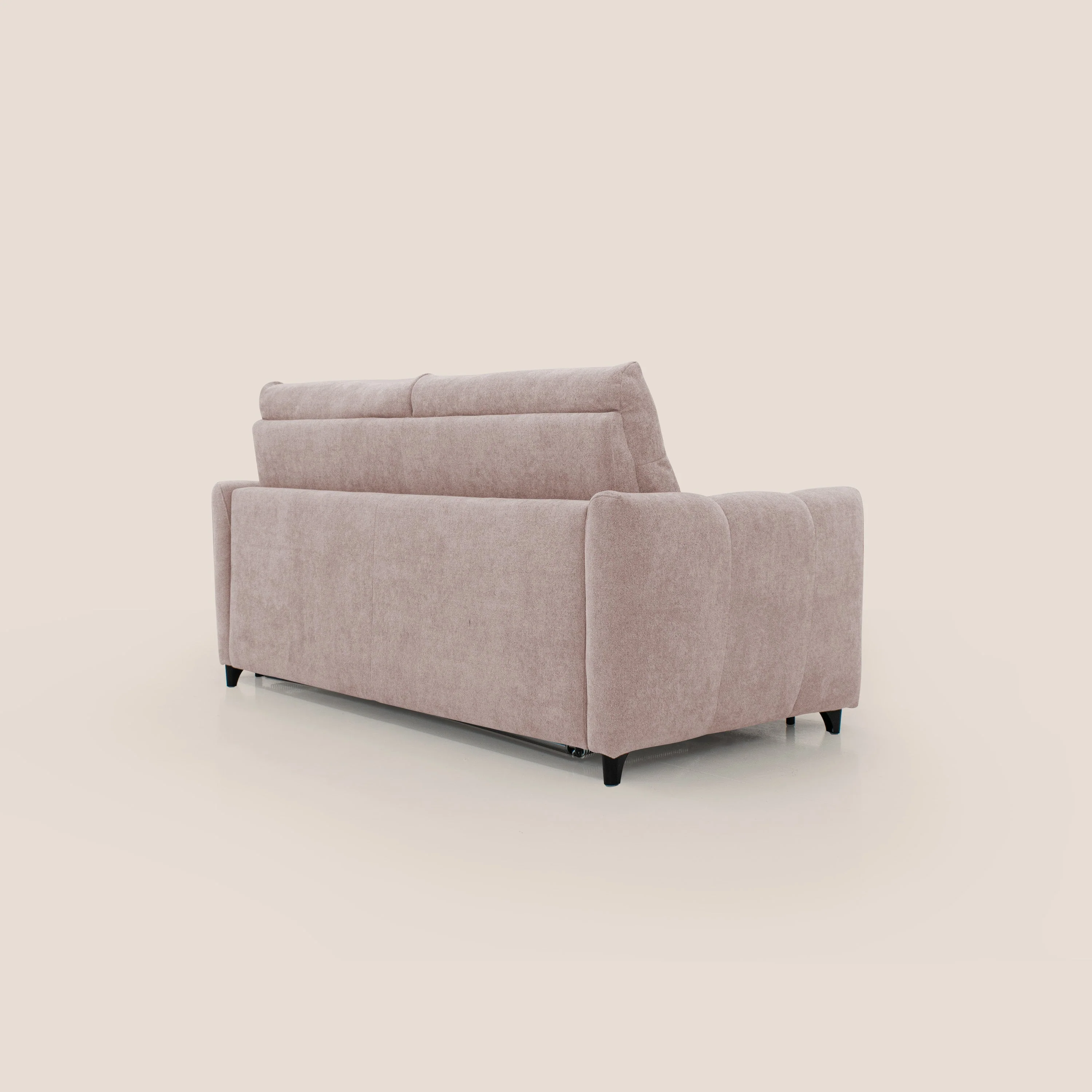 Peonia canapé convertible scandinave avec matelas H 18cm et dossier haut en bouclette imperméable T07 rose - Image 8