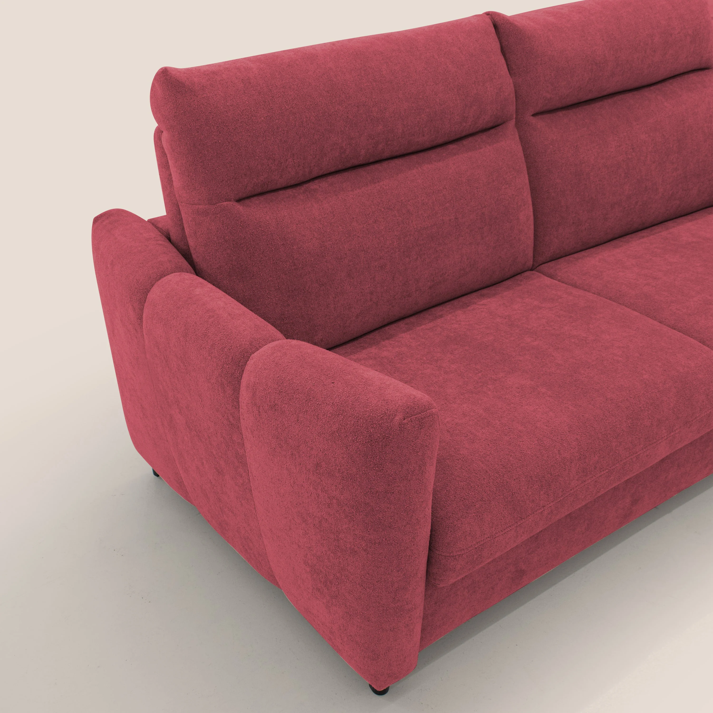 Peonia canapé convertible scandinave avec matelas H 18cm et dossier haut en bouclette imperméable T07 rouge - Image 6
