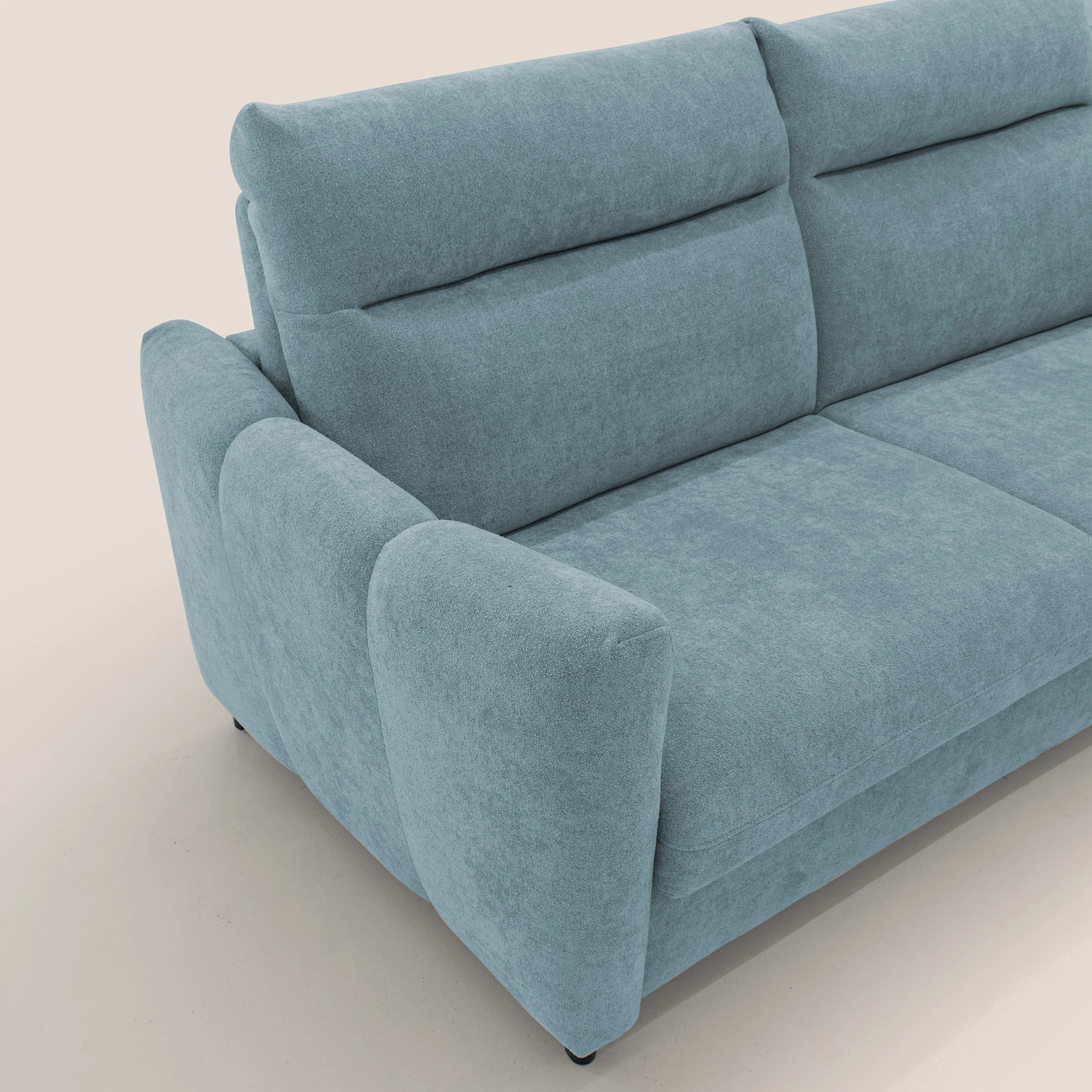 Peonia canapé convertible scandinave avec matelas H 18cm et dossier haut en bouclette imperméable T07 sucre glace - Image 6