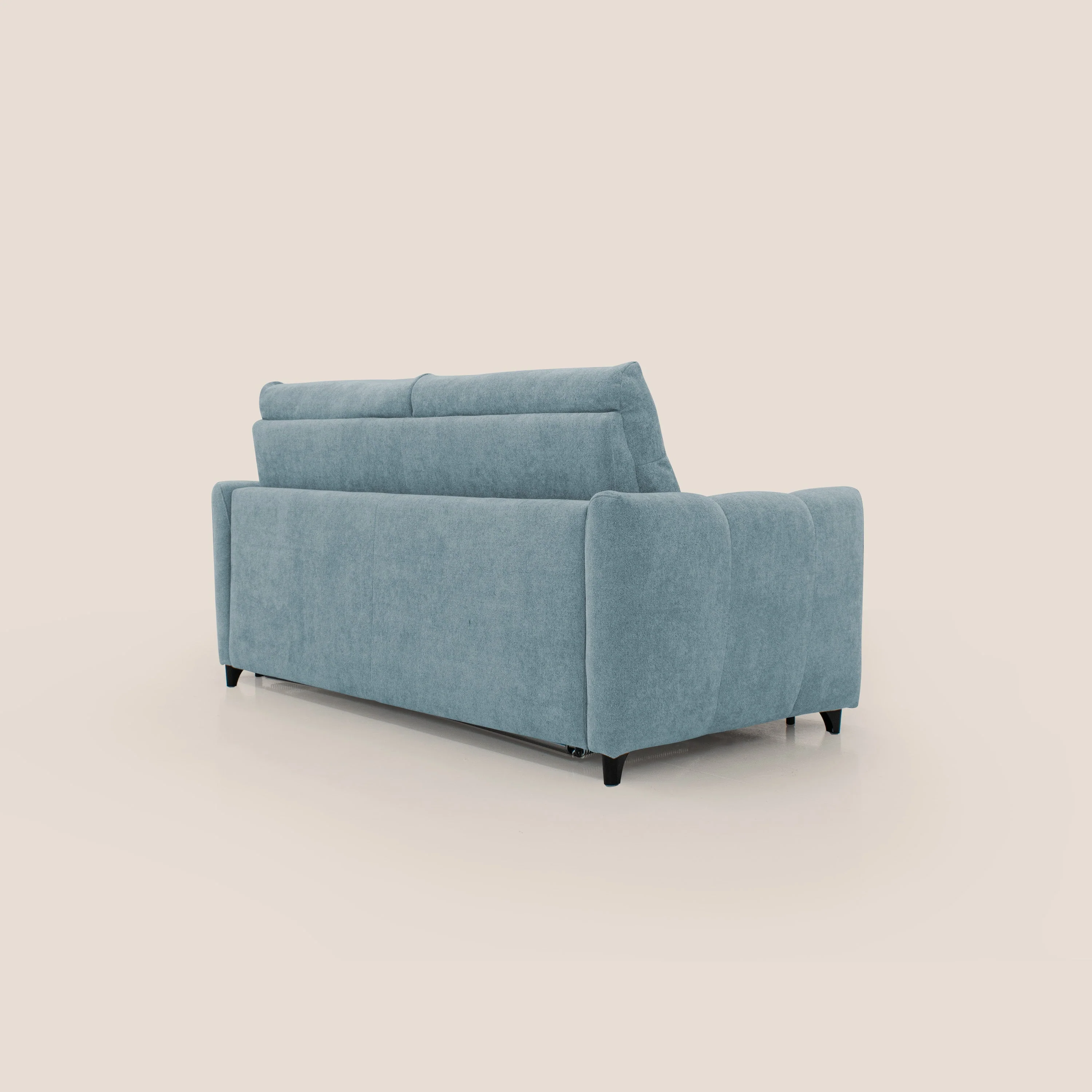 Peonia canapé convertible scandinave avec matelas H 18cm et dossier haut en bouclette imperméable T07 sucre glace - Image 8