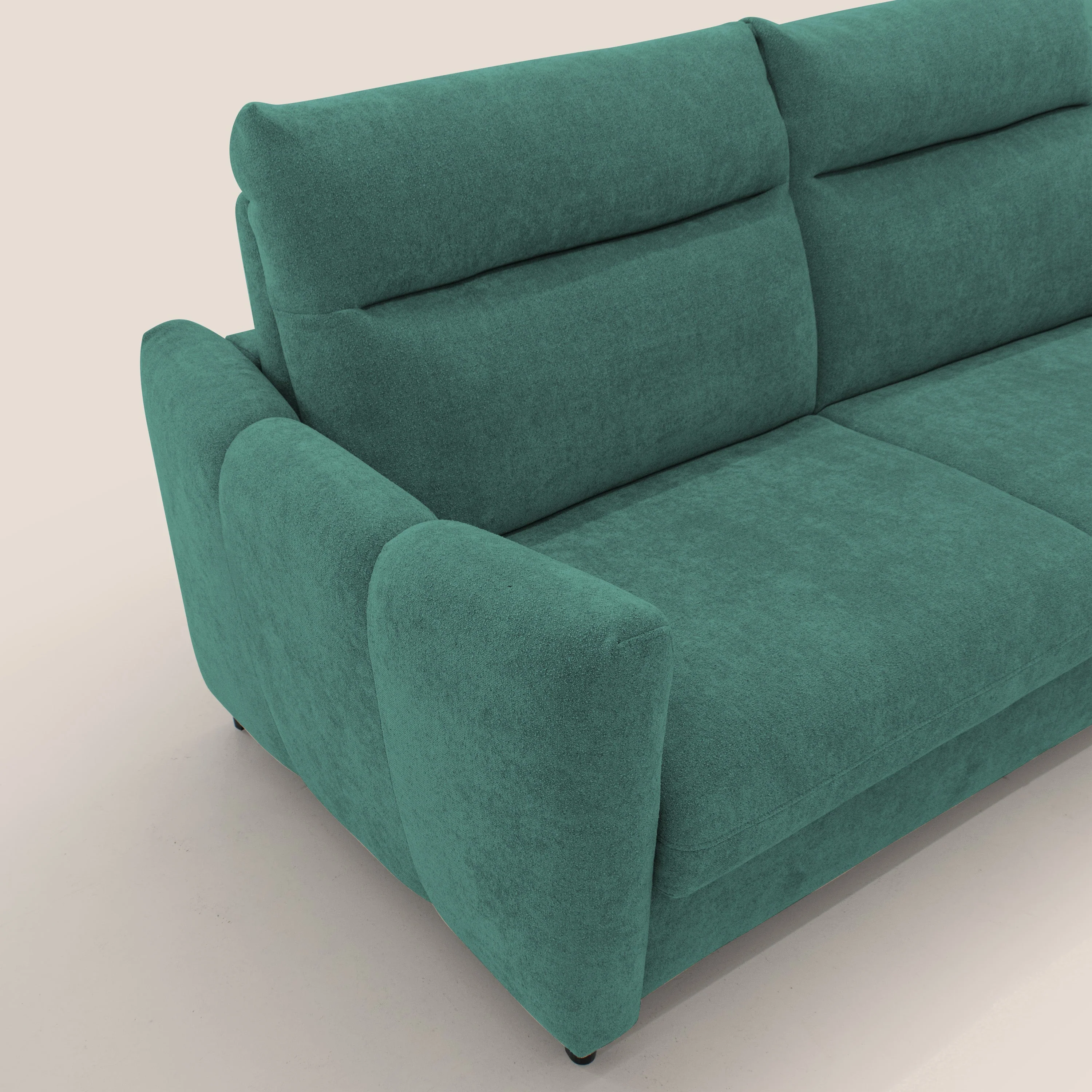 Peonia canapé convertible scandinave avec matelas H 18cm et dossier haut en bouclette imperméable T07 vert - Image 6
