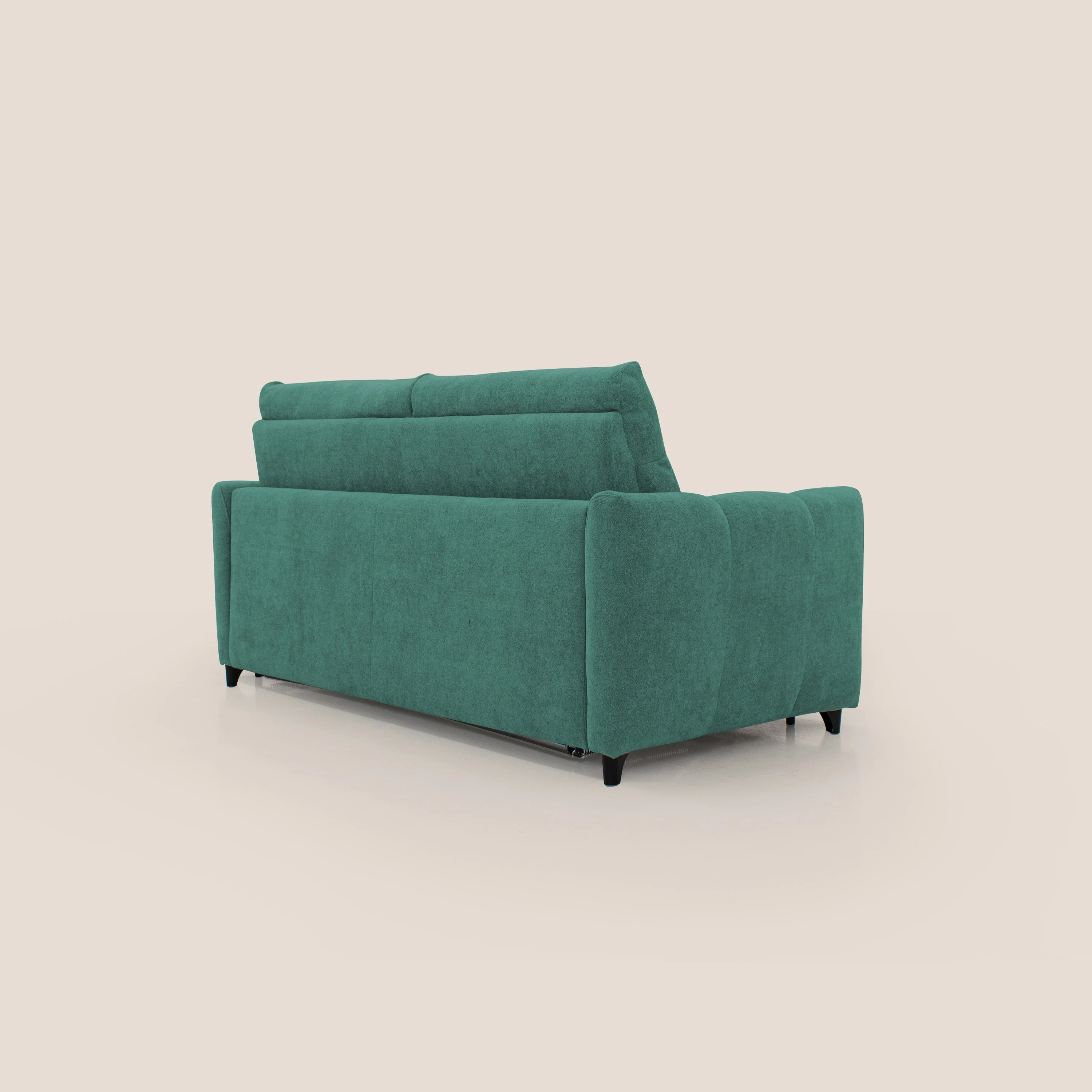 Peonia canapé convertible scandinave avec matelas H 18cm et dossier haut en bouclette imperméable T07 vert - Image 8