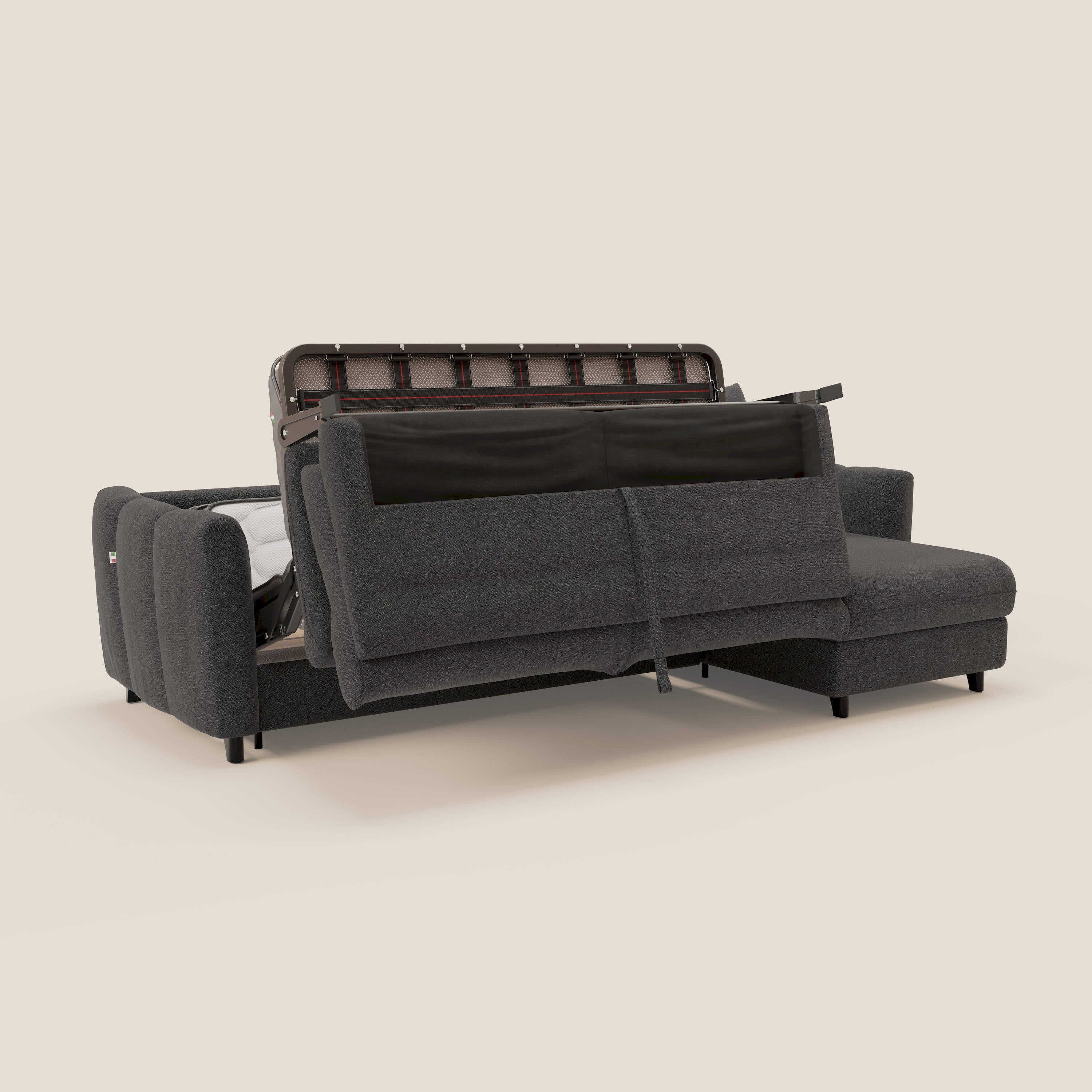 Peonia canapé d'angle convertible avec matelas H18 et chaise longue coffre en bouclette imperméable T07 anthracite - Image 10
