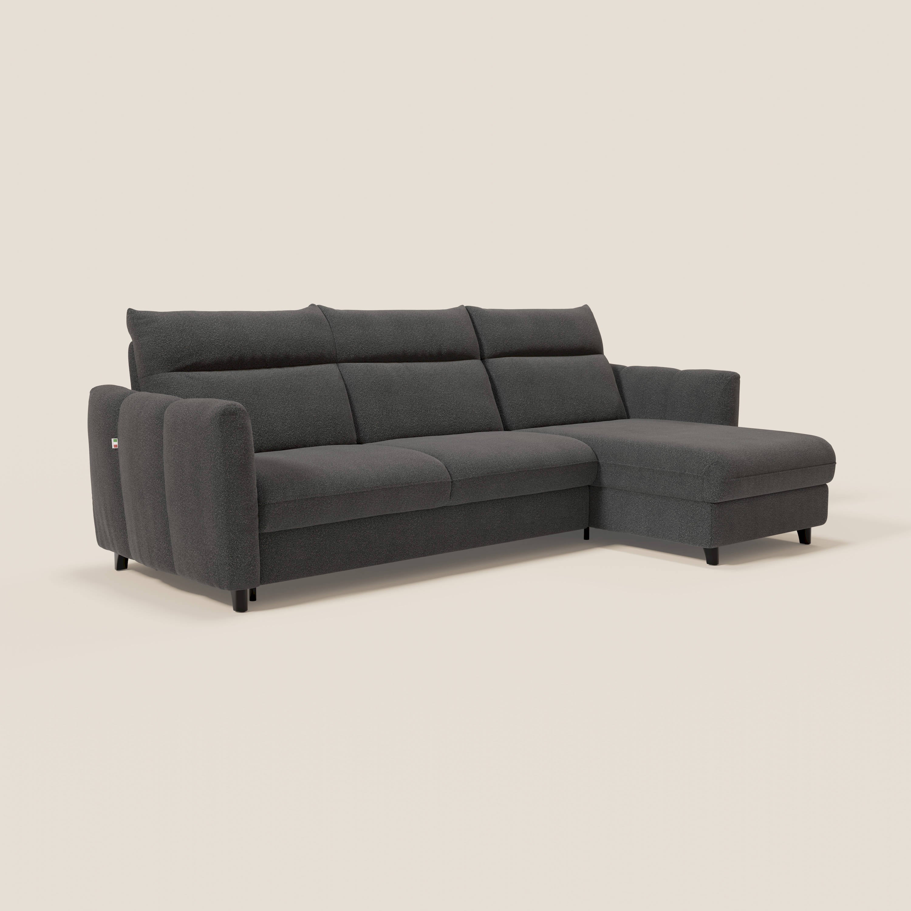 Peonia canapé d'angle convertible avec matelas H18 et chaise longue coffre en bouclette imperméable T07 anthracite - Image 3