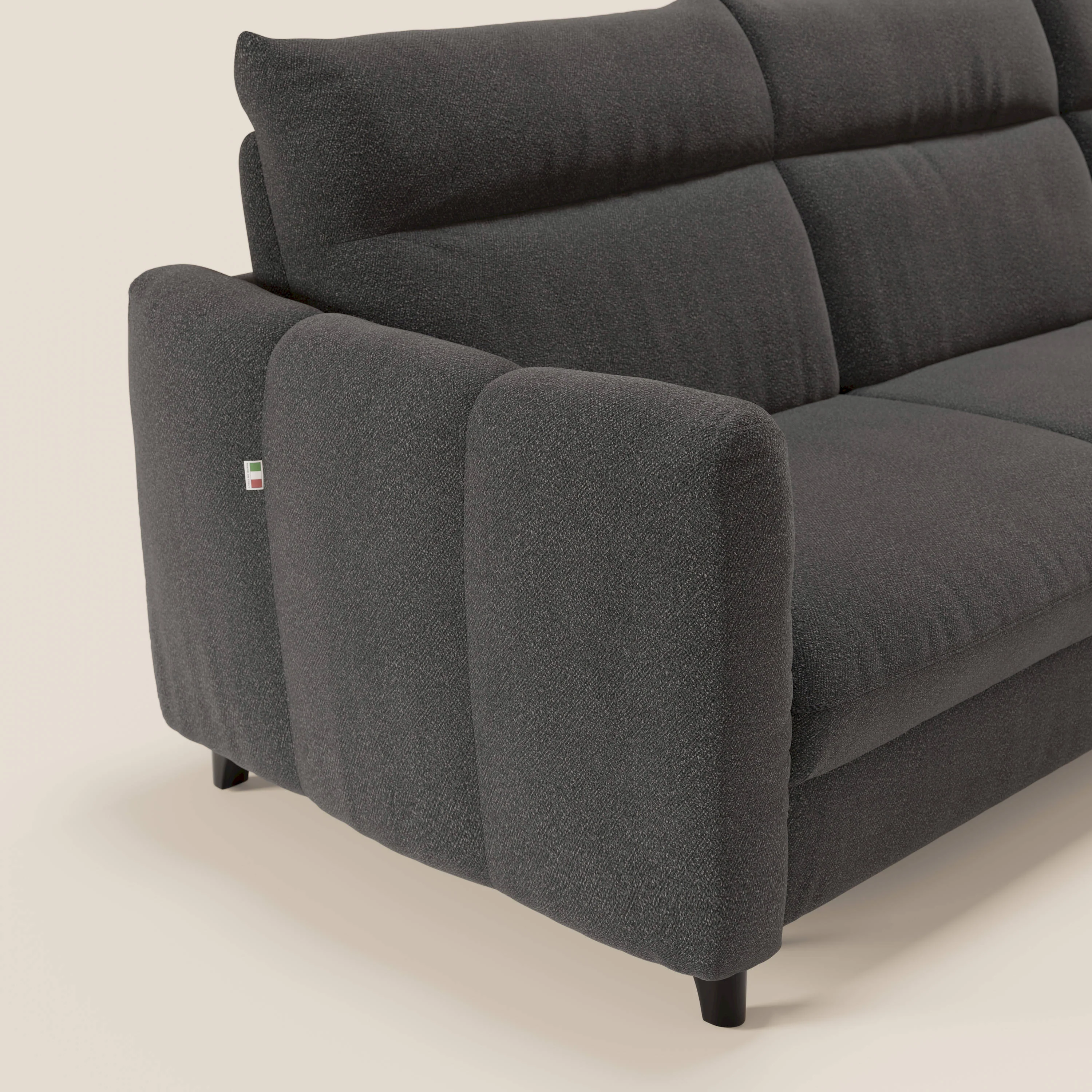 Peonia canapé d'angle convertible avec matelas H18 et chaise longue coffre en bouclette imperméable T07 anthracite - Image 4