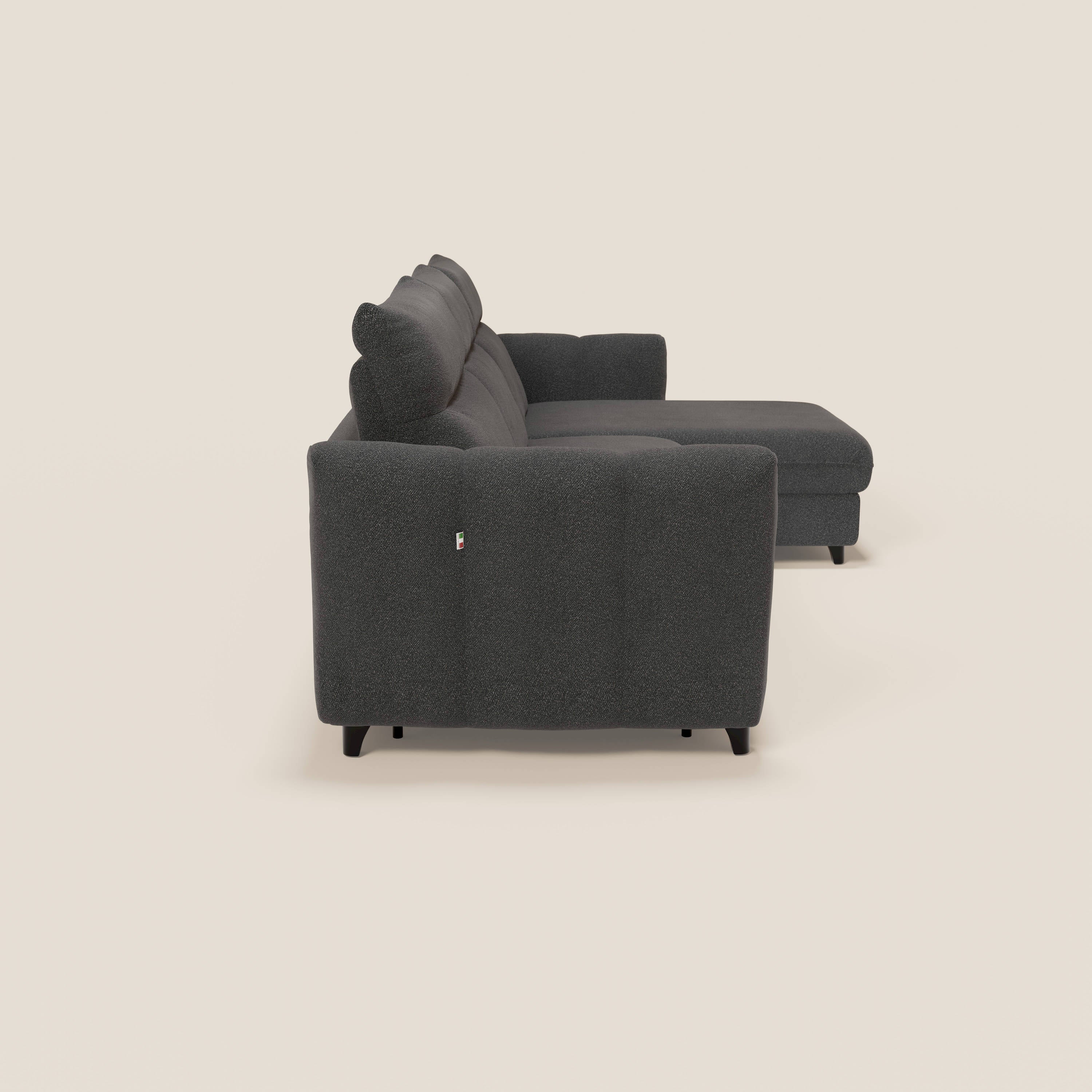 Peonia canapé d'angle convertible avec matelas H18 et chaise longue coffre en bouclette imperméable T07 anthracite - Image 6
