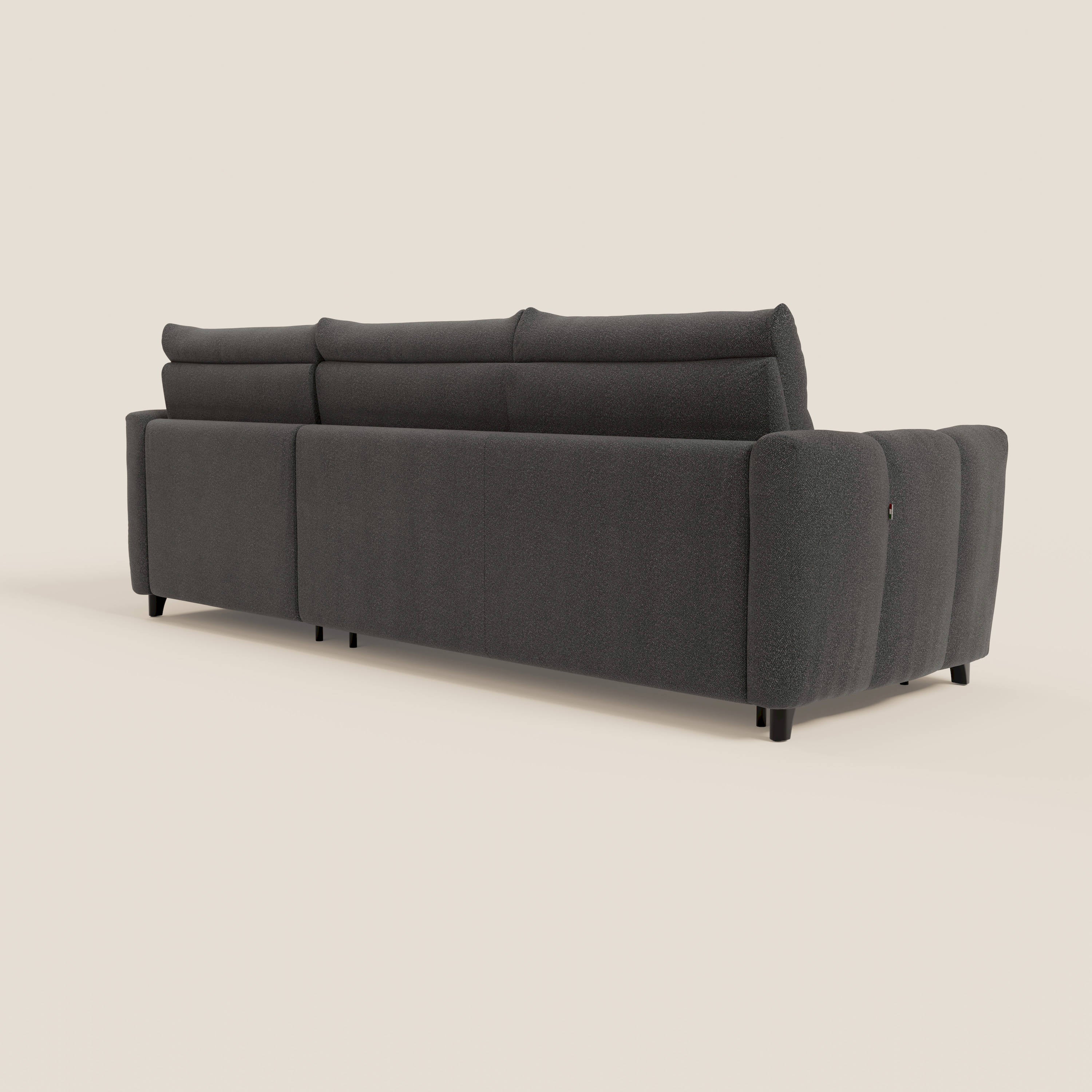 Peonia canapé d'angle convertible avec matelas H18 et chaise longue coffre en bouclette imperméable T07 anthracite - Image 7