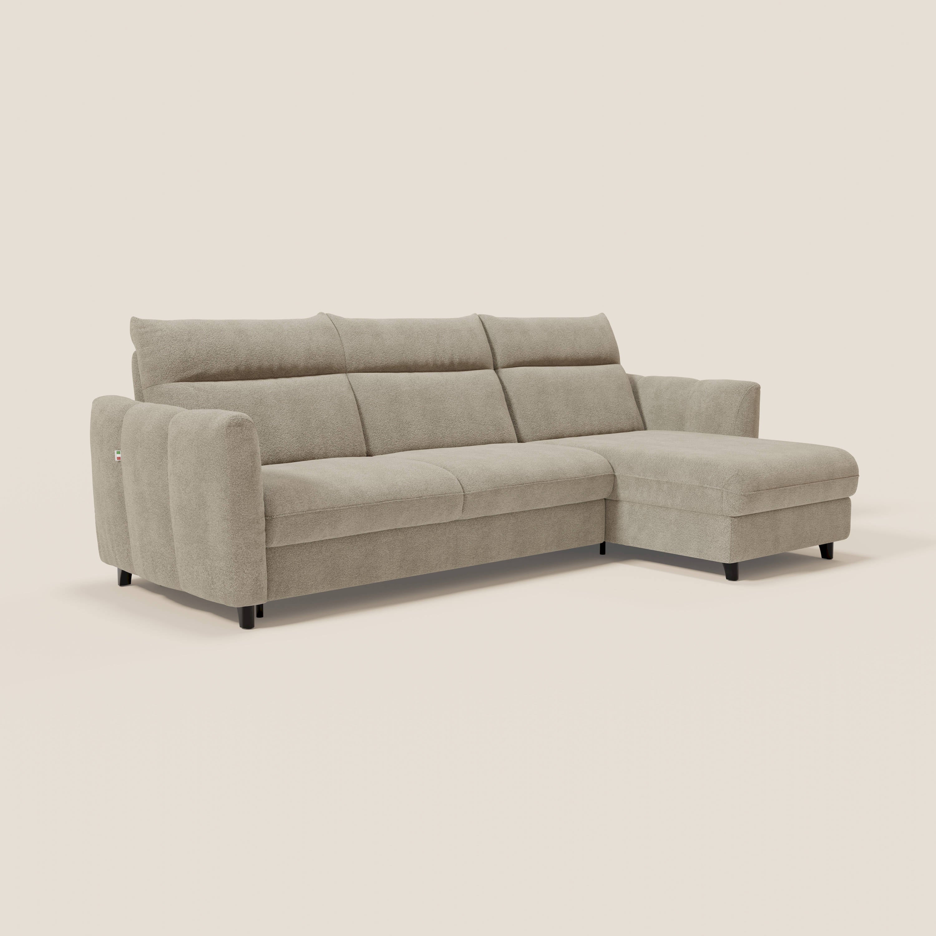 Peonia canapé d'angle convertible avec matelas H18 et chaise longue coffre en bouclette imperméable T07 beige - Image 3