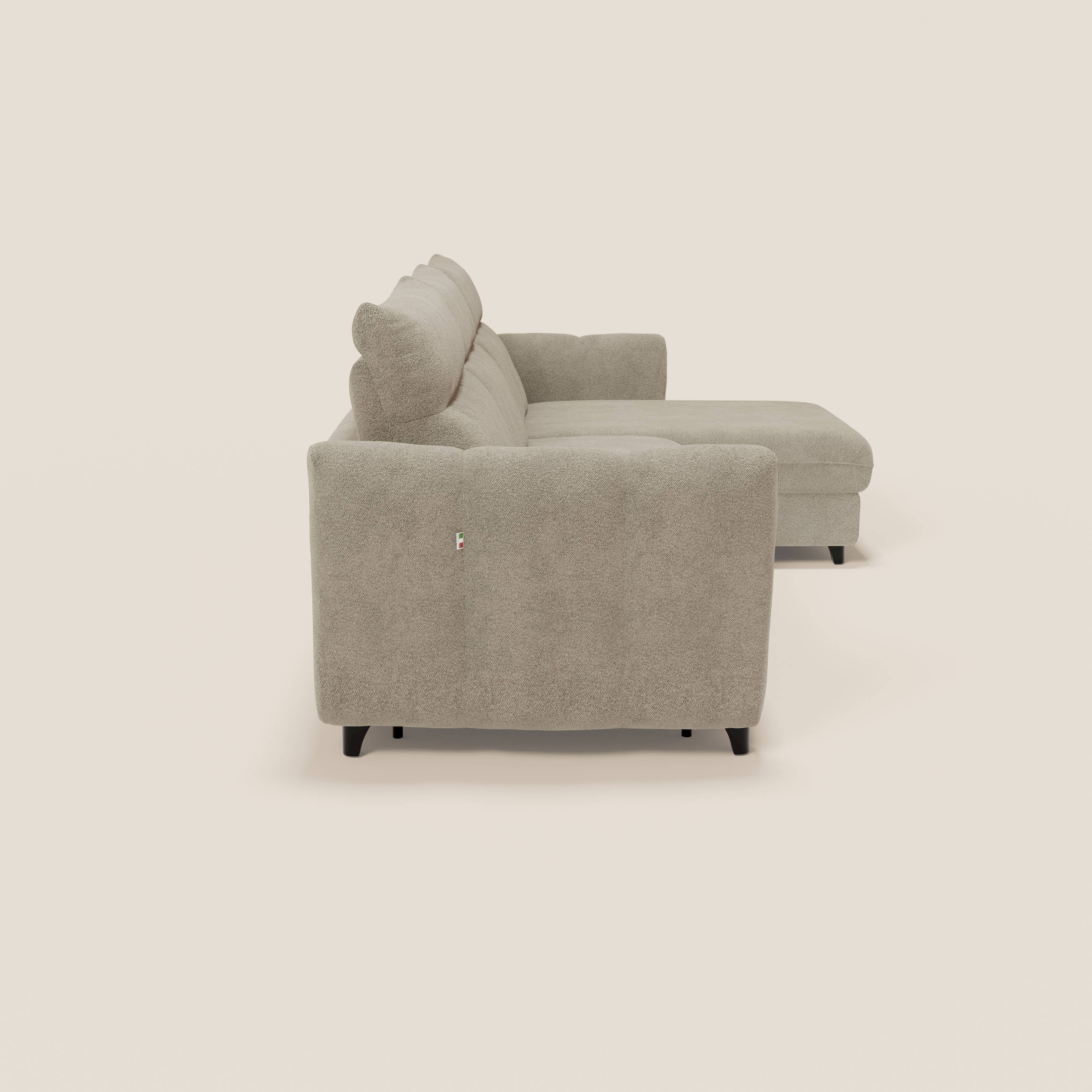Peonia canapé d'angle convertible avec matelas H18 et chaise longue coffre en bouclette imperméable T07 beige - Image 6