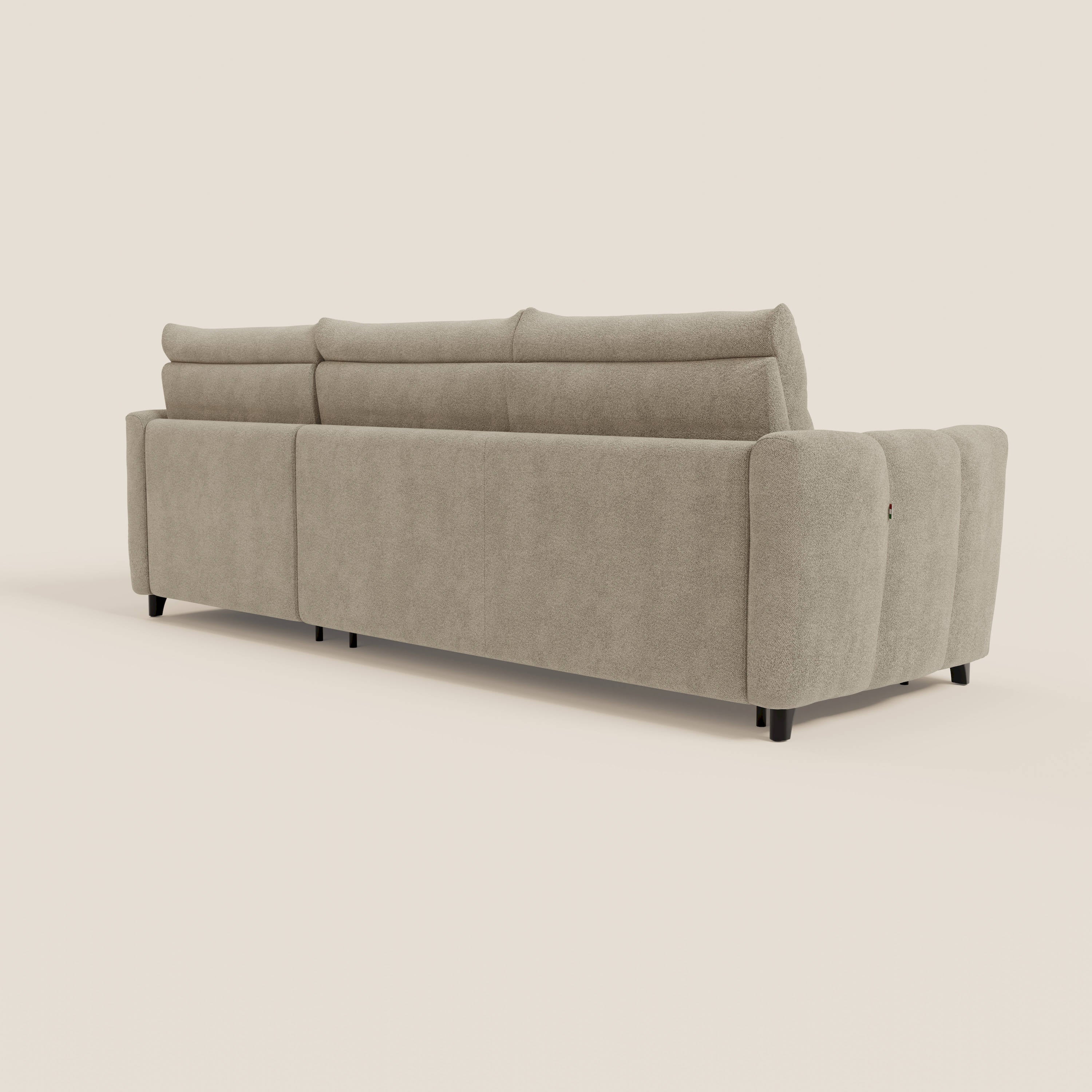 Peonia canapé d'angle convertible avec matelas H18 et chaise longue coffre en bouclette imperméable T07 beige - Image 7
