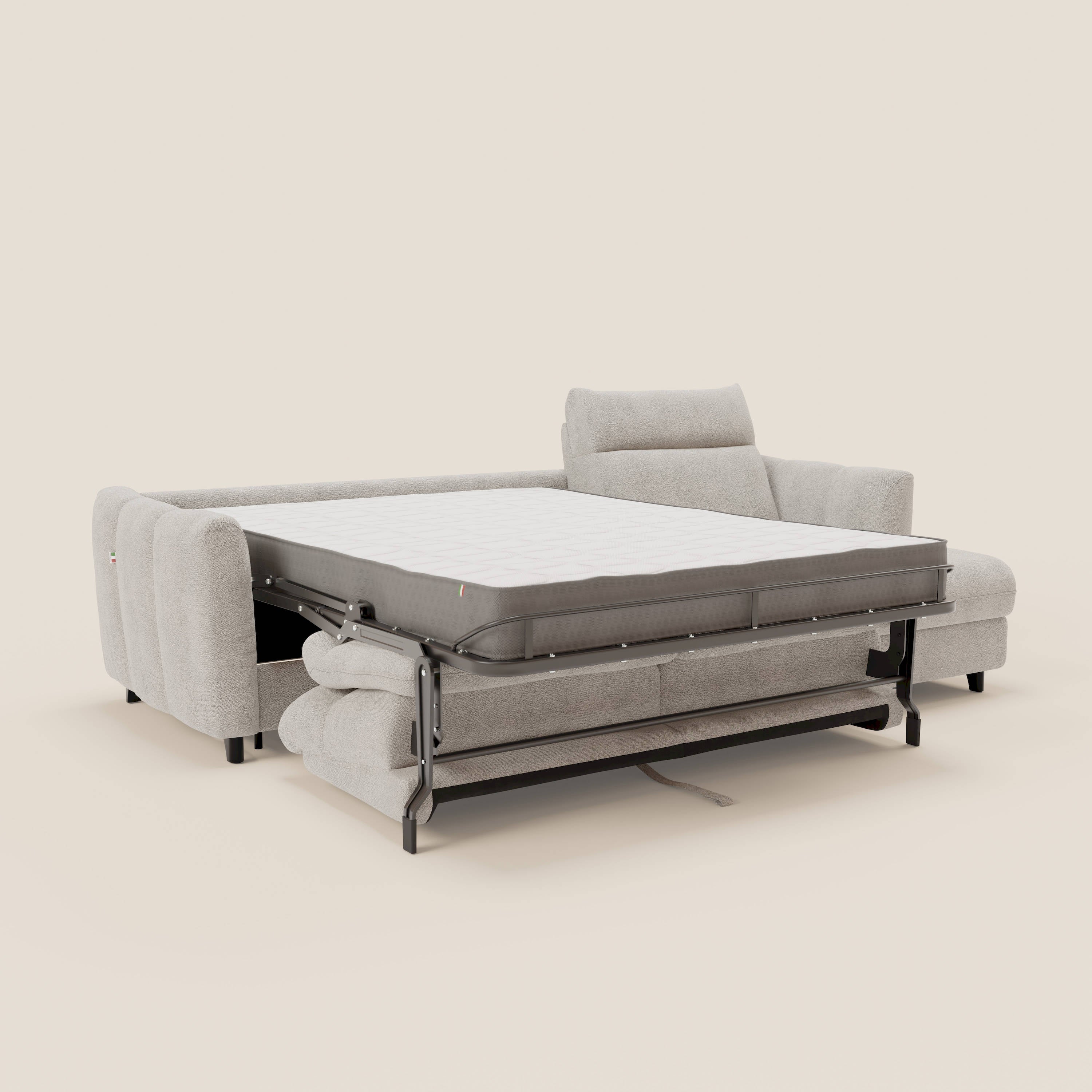 Peonia canapé d'angle convertible avec matelas H18 et chaise longue coffre en bouclette imperméable T07 blanc - Image 11