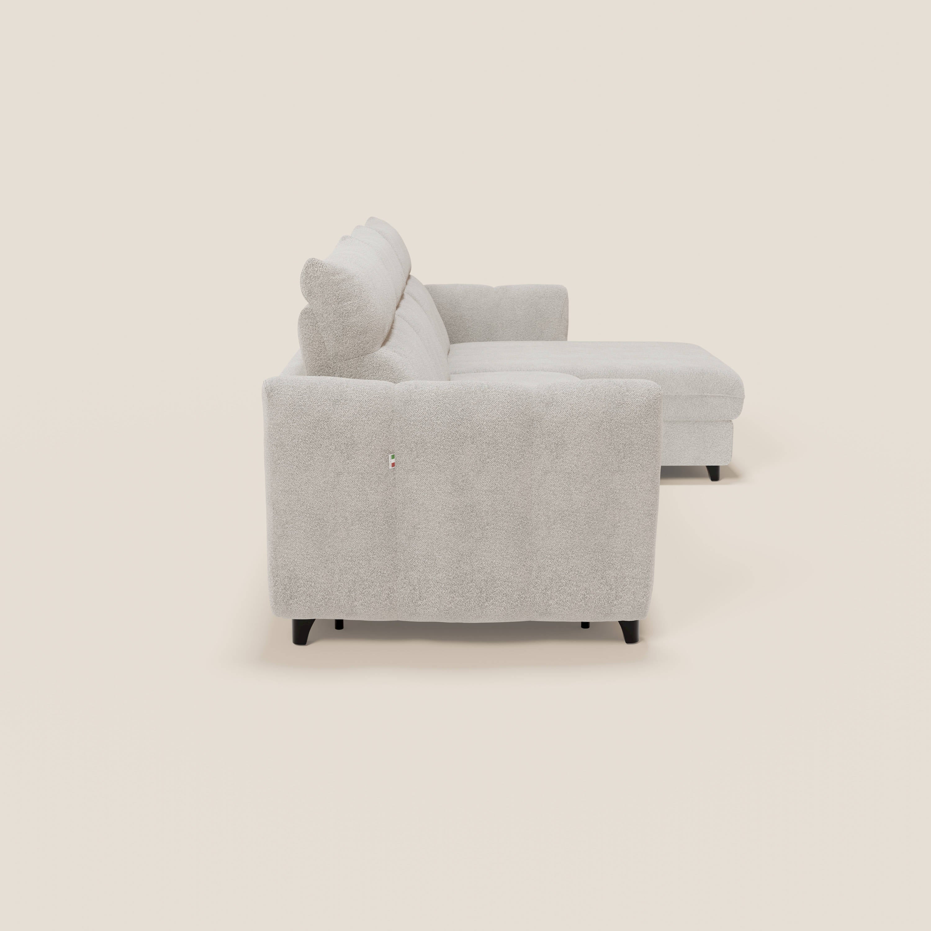 Peonia canapé d'angle convertible avec matelas H18 et chaise longue coffre en bouclette imperméable T07 blanc - Image 6