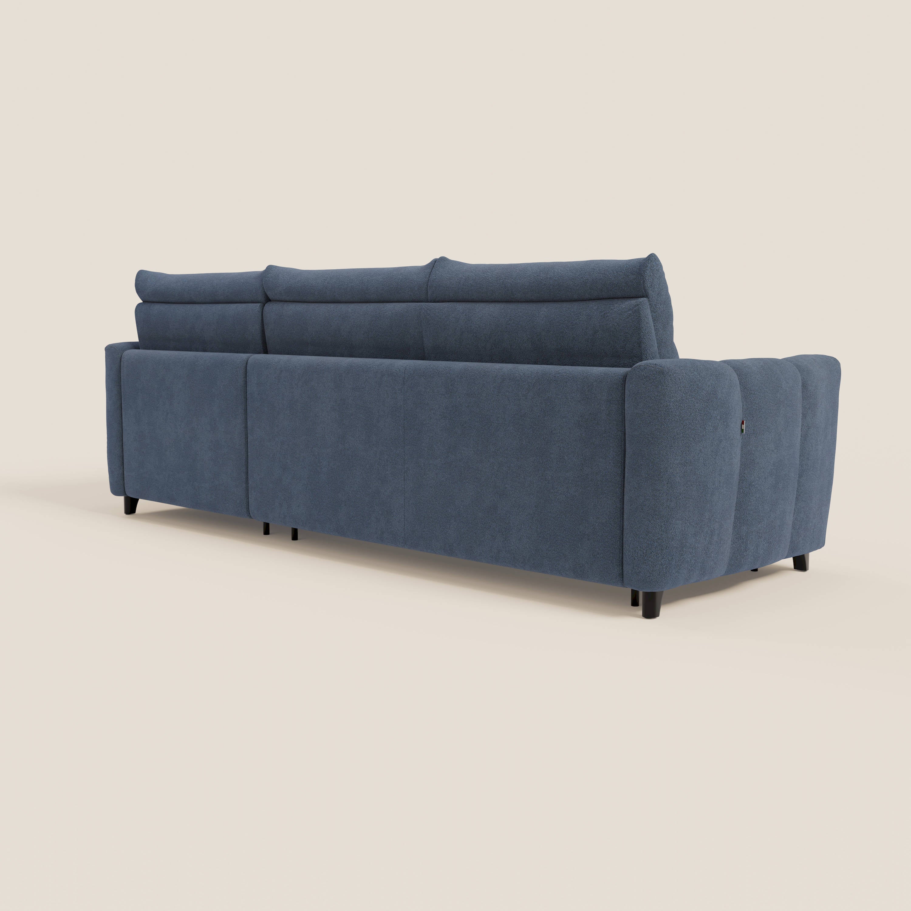 Peonia canapé d'angle convertible avec matelas H18 et chaise longue coffre en bouclette imperméable T07 bleu - Image 7
