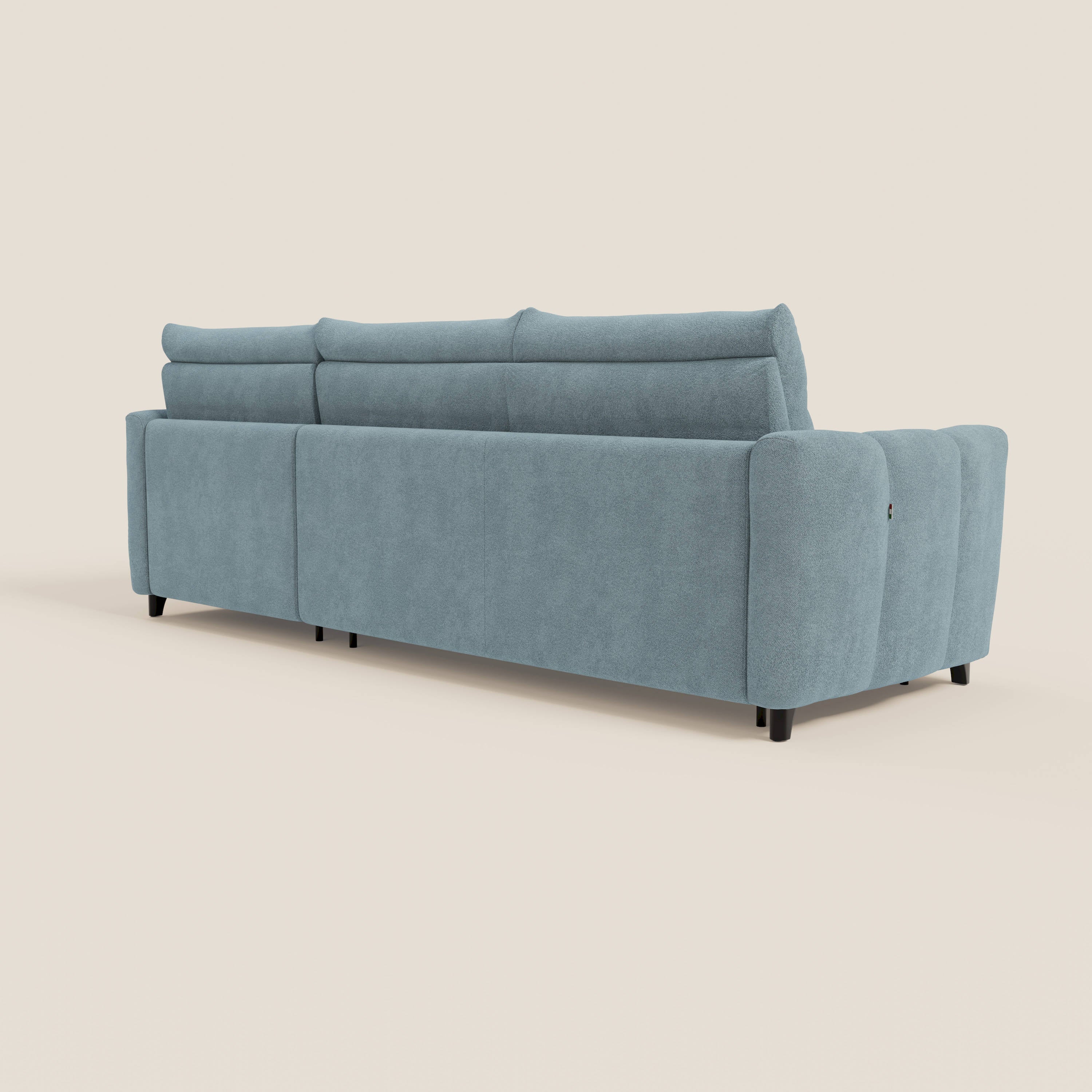 Peonia canapé d'angle convertible avec matelas H18 et chaise longue coffre en bouclette imperméable T07 bleu pastel - Image 7