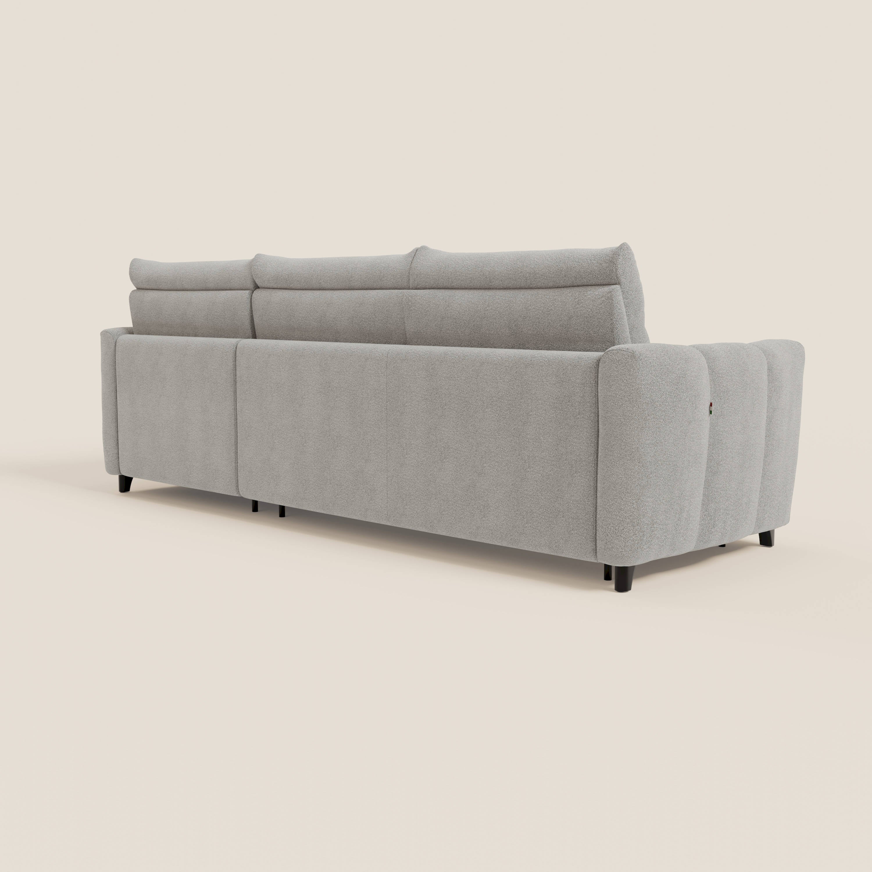 Peonia canapé d'angle convertible avec matelas H18 et chaise longue coffre en bouclette imperméable T07 gris - Image 7