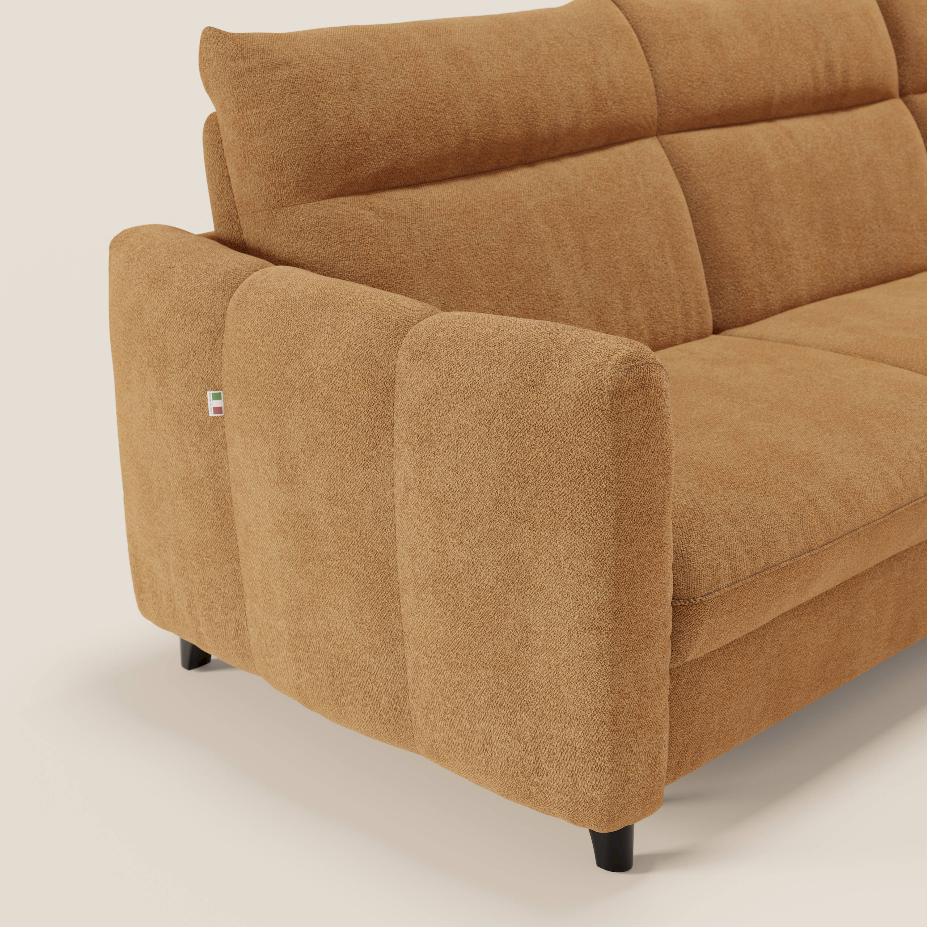Peonia canapé d'angle convertible avec matelas H18 et chaise longue coffre en bouclette imperméable T07 orange - Image 4
