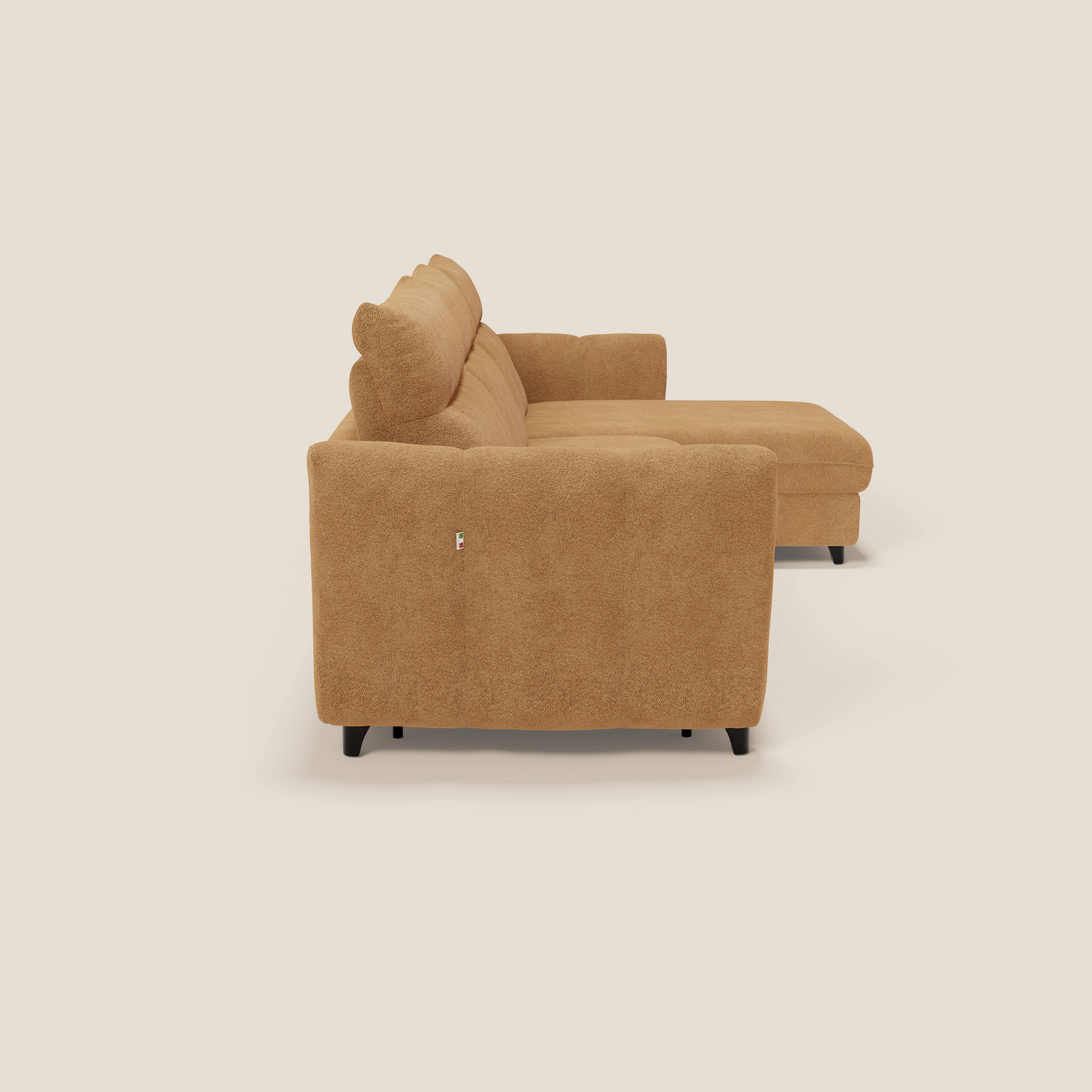 Peonia canapé d'angle convertible avec matelas H18 et chaise longue coffre en bouclette imperméable T07 orange - Image 6