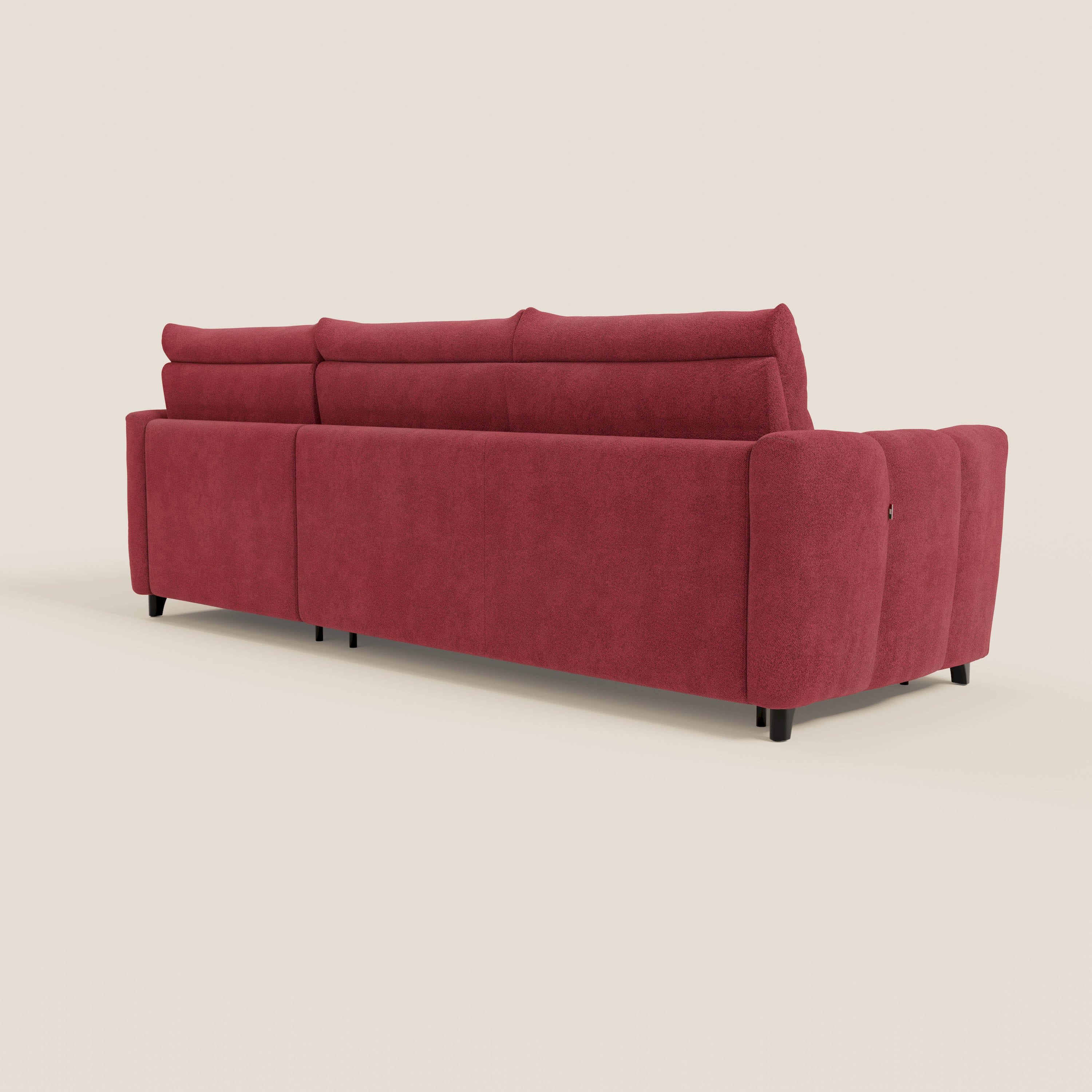 Peonia canapé d'angle convertible avec matelas H18 et chaise longue coffre en bouclette imperméable T07 rouge - Image 7