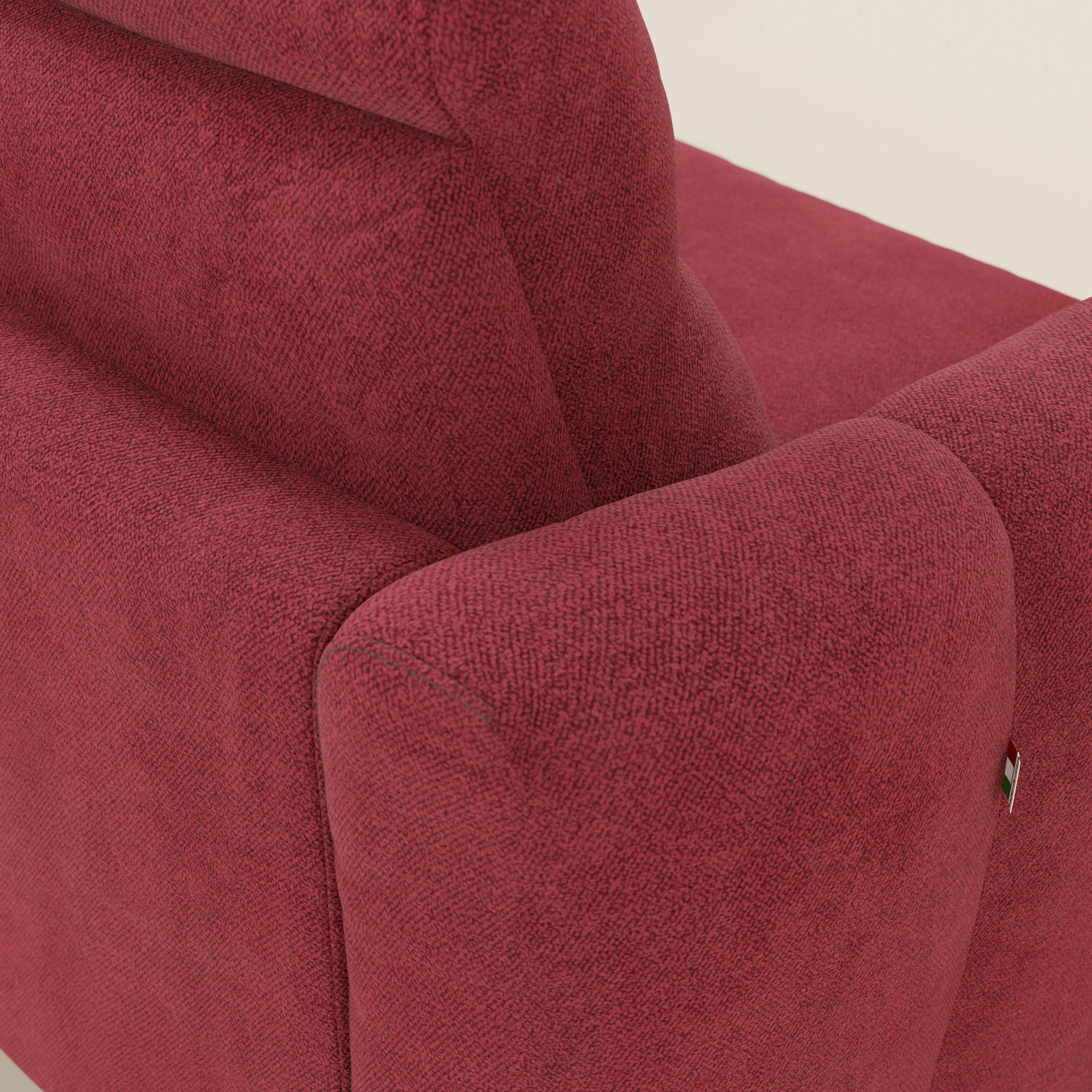 Peonia canapé d'angle convertible avec matelas H18 et chaise longue coffre en bouclette imperméable T07 rouge - Image 8