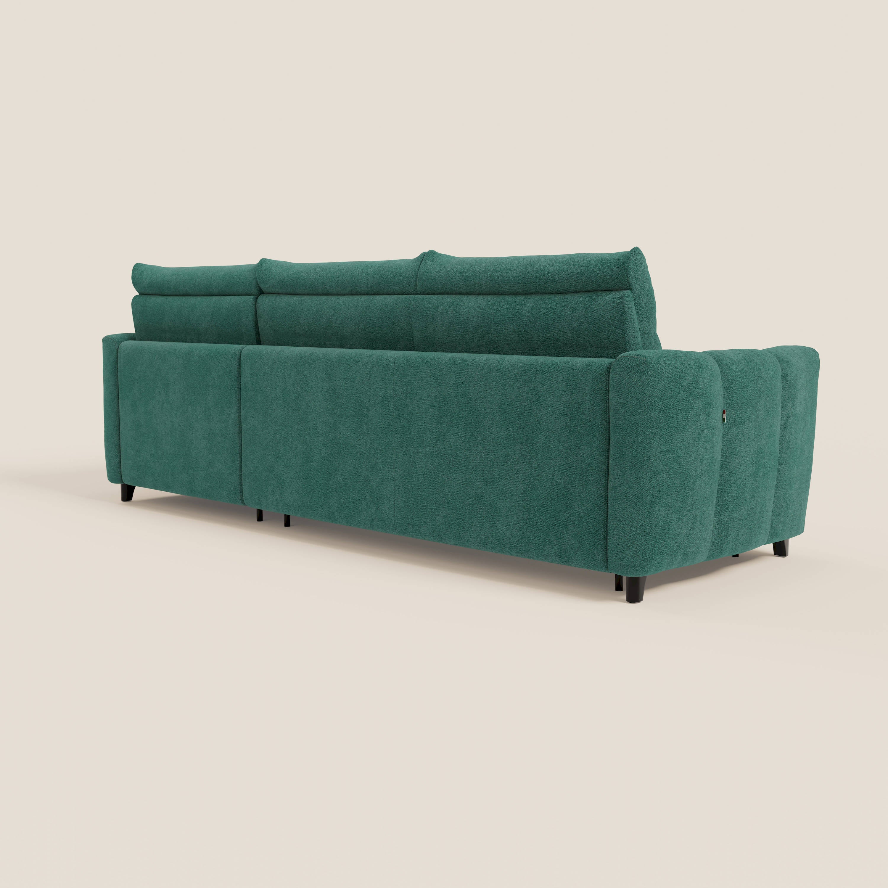 Peonia canapé d'angle convertible avec matelas H18 et chaise longue coffre en bouclette imperméable T07 vert - Image 7