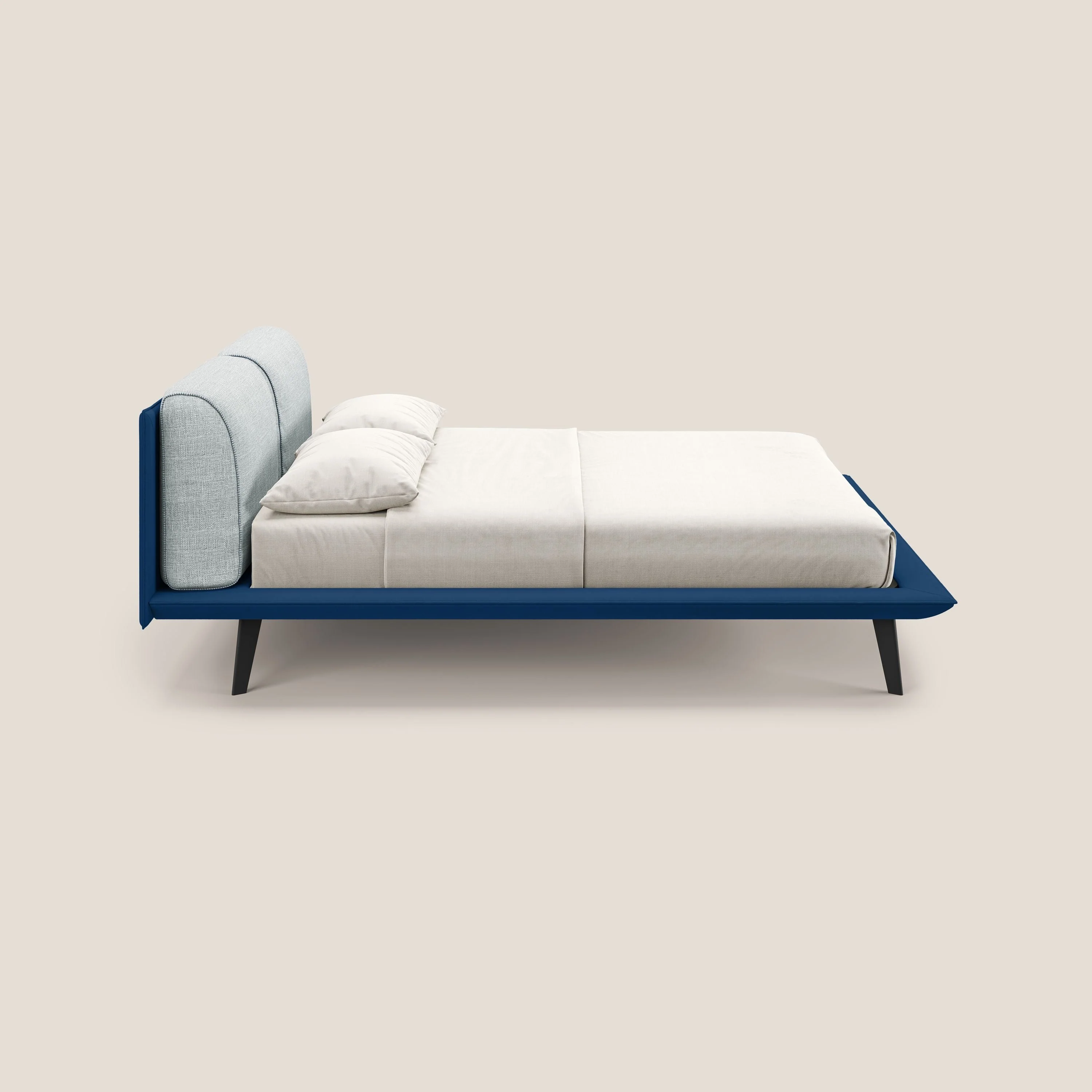 Petra lit design bicolore  avec coussins en plumes, pieds foncés et tissu imperméable T11 et T06 bleu - bleu glacier - Image 3
