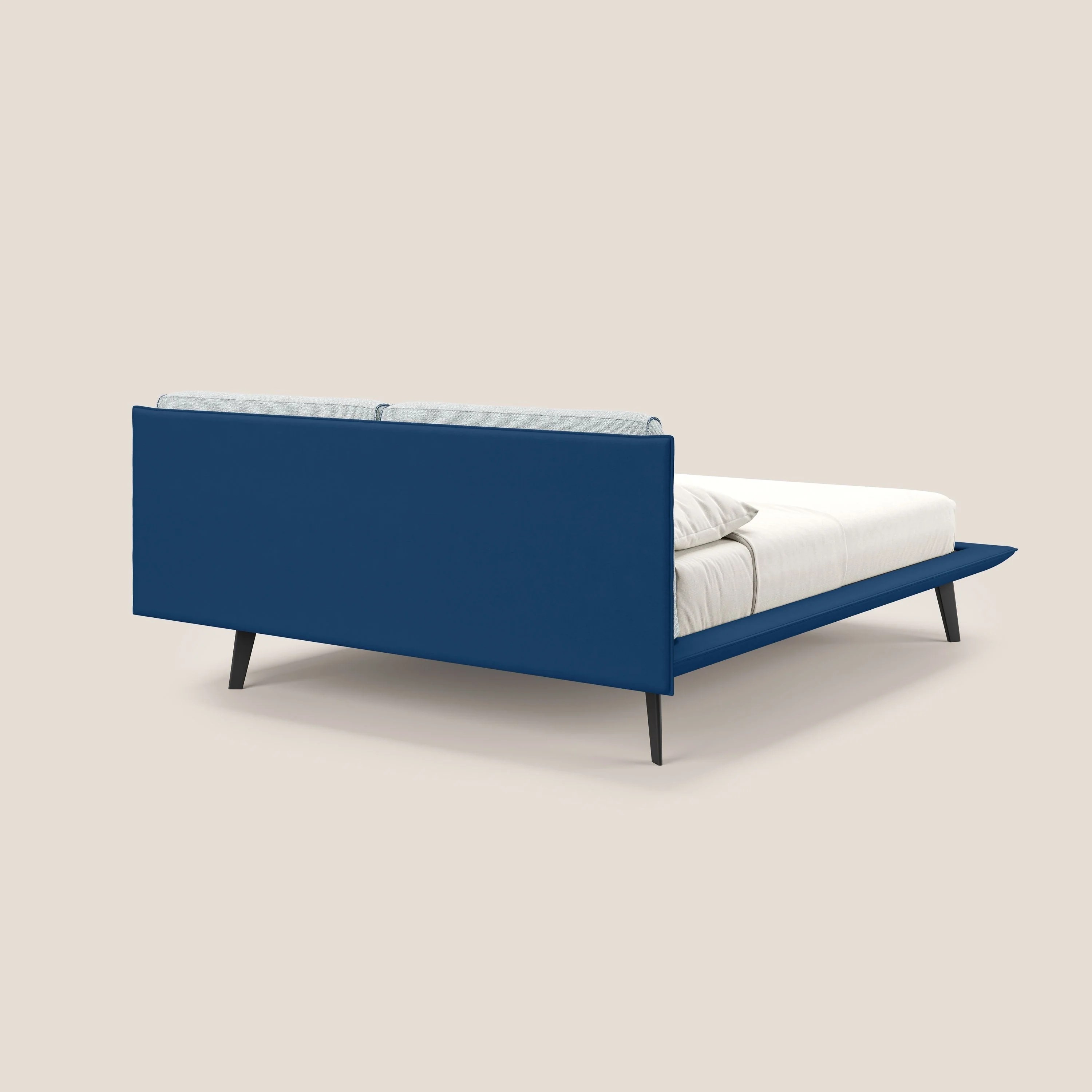 Petra lit design bicolore  avec coussins en plumes, pieds foncés et tissu imperméable T11 et T06 bleu - bleu glacier - Image 4