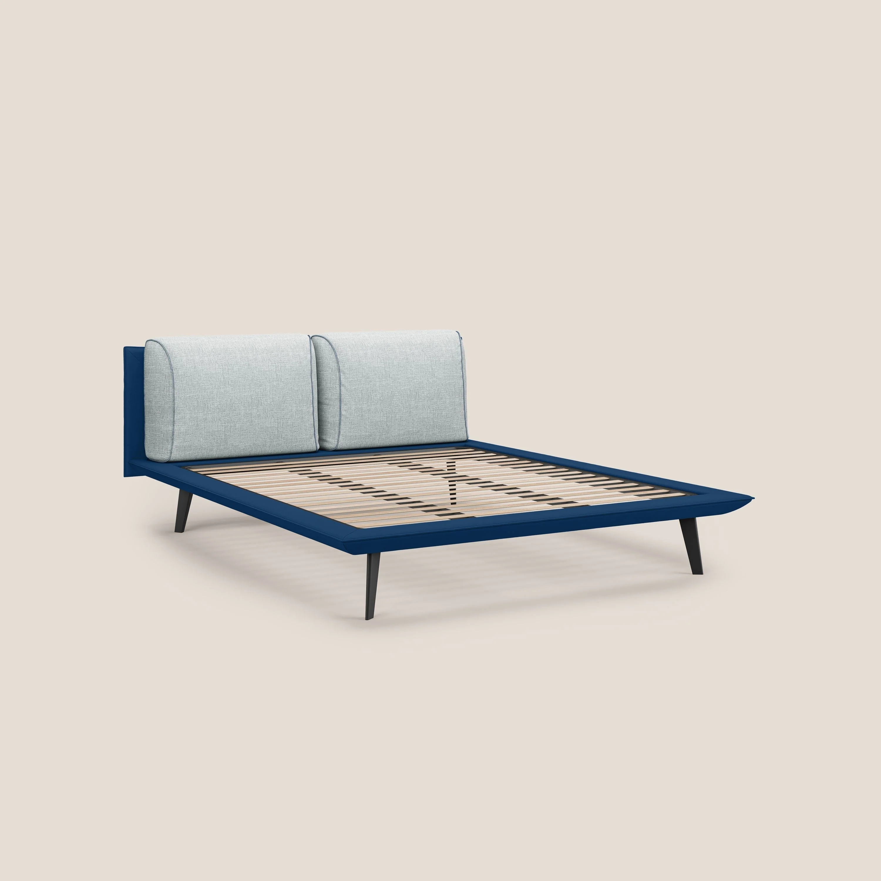 Petra lit design bicolore  avec coussins en plumes, pieds foncés et tissu imperméable T11 et T06 bleu - bleu glacier - Image 7