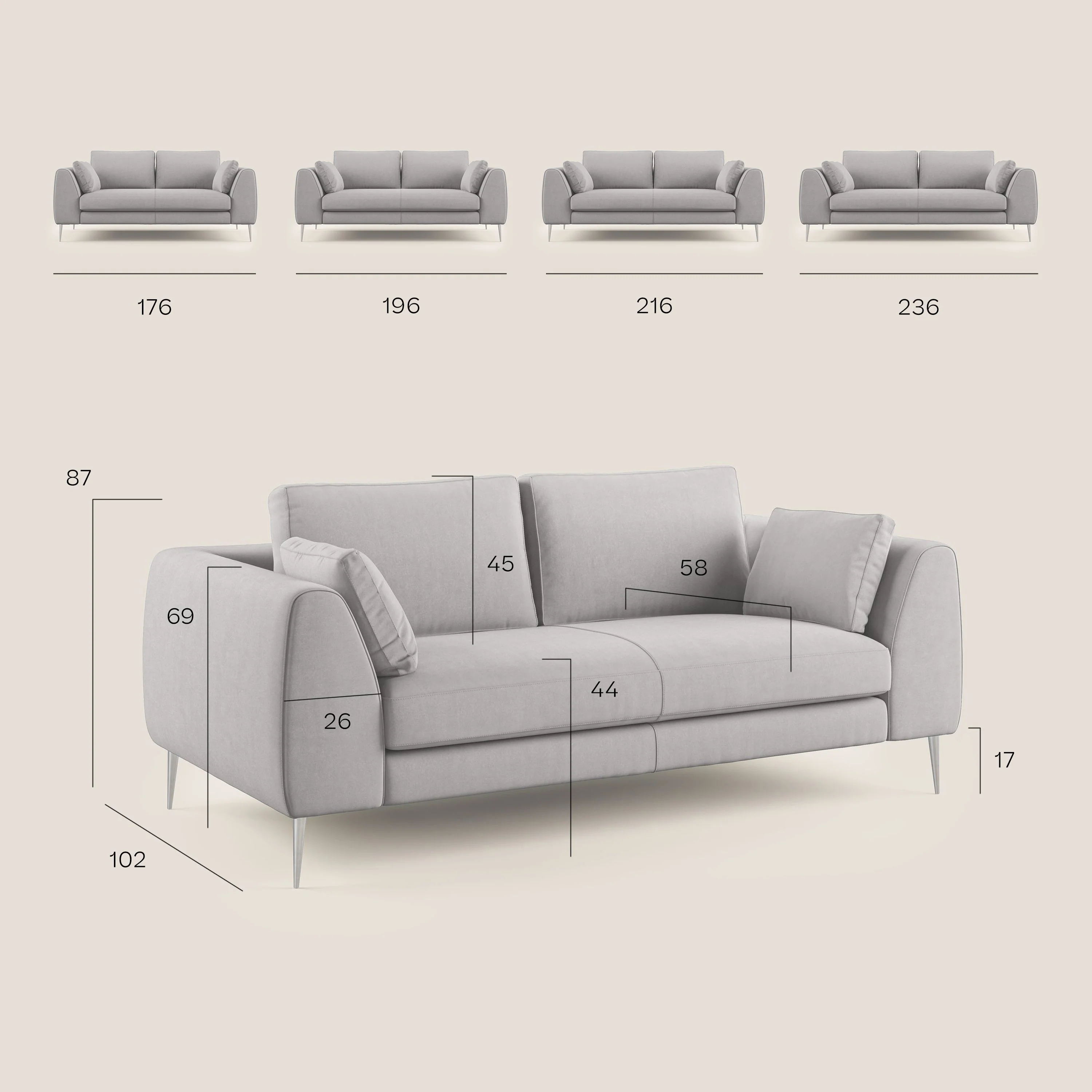 Plano canapé moderne en microfibre technique détachable T11 bleu pastel - Image 9