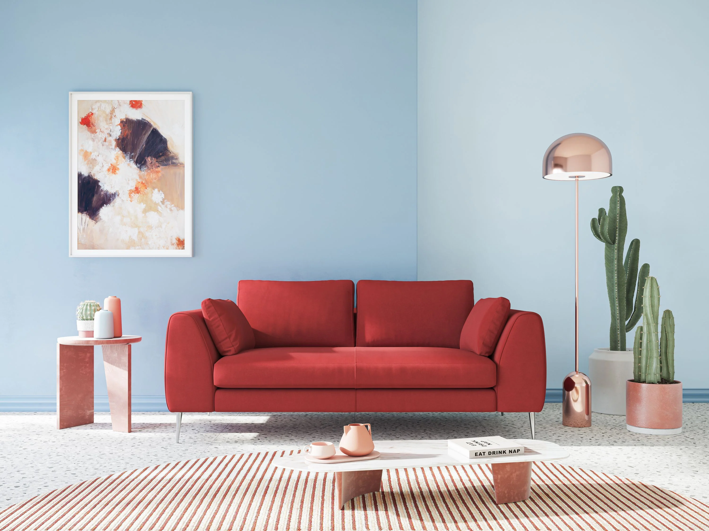 Plano canapé moderne en microfibre technique détachable T11 rouge - Image 2