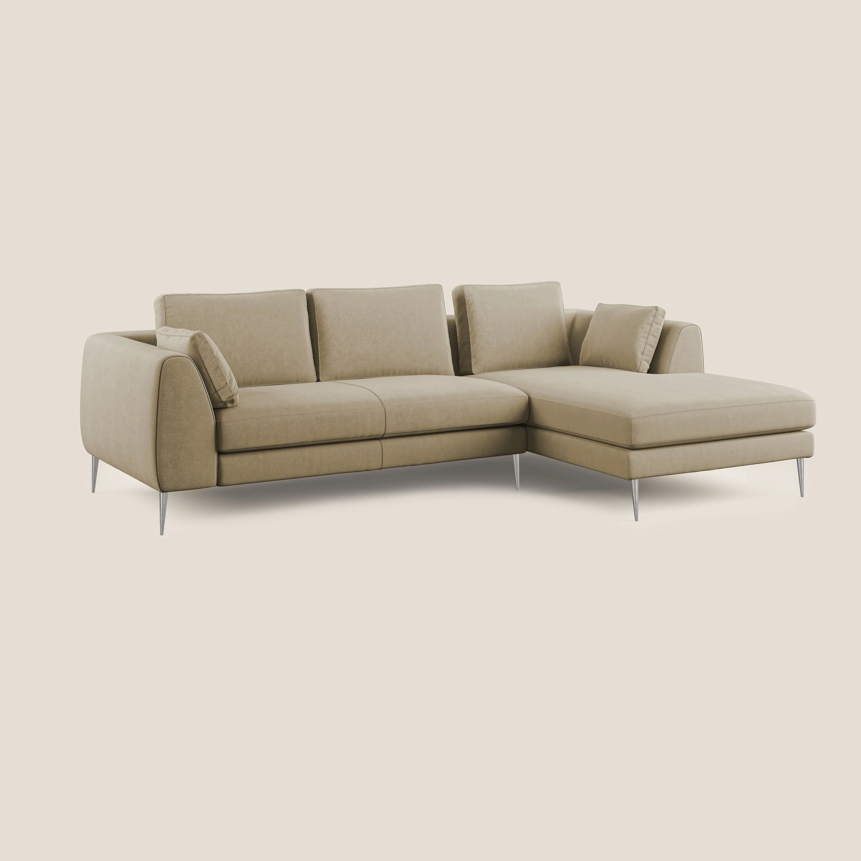 Plano canapé d'angle moderne en microfibre technique détachable T11 beige - Image 2