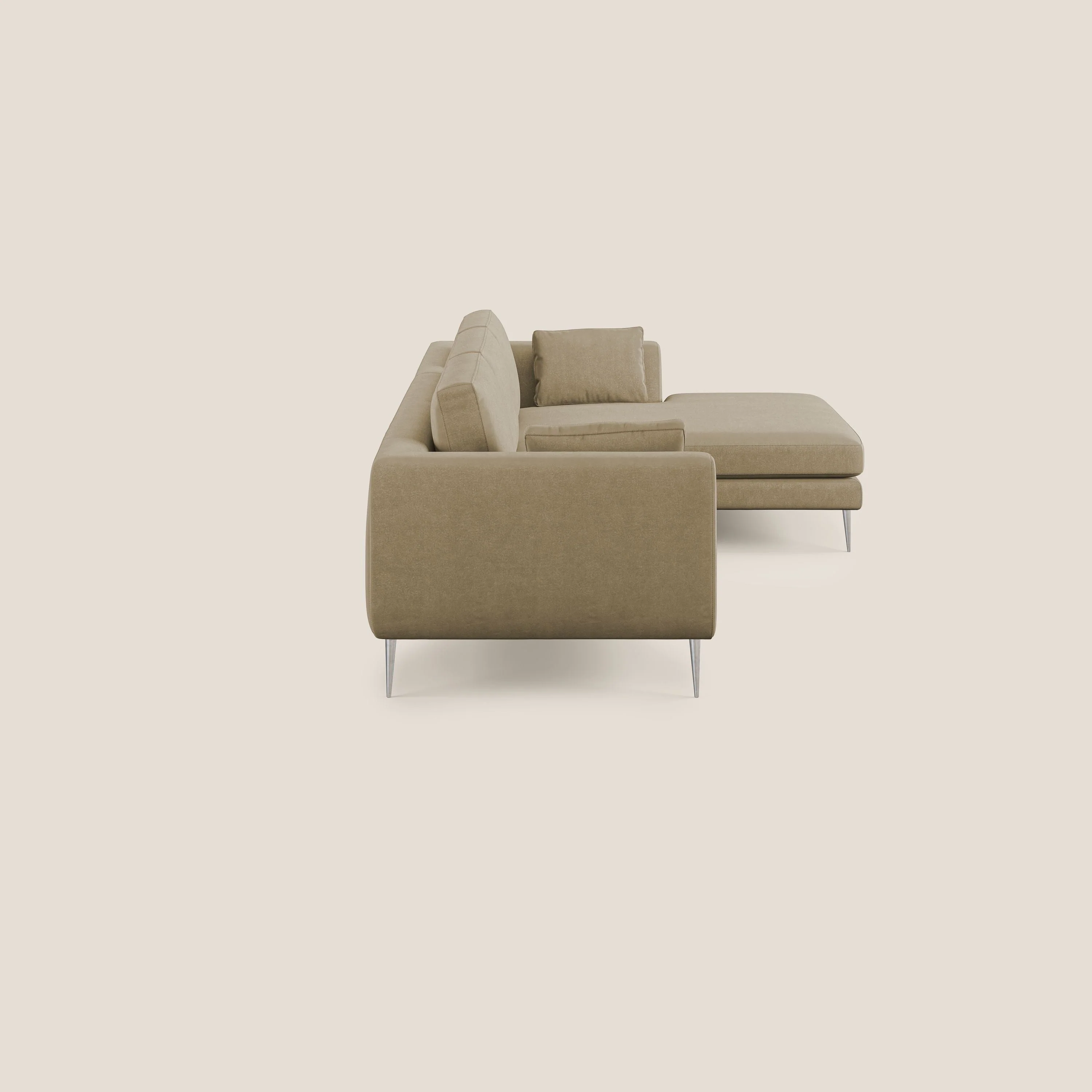 Plano canapé d'angle moderne en microfibre technique détachable T11 beige - Image 3