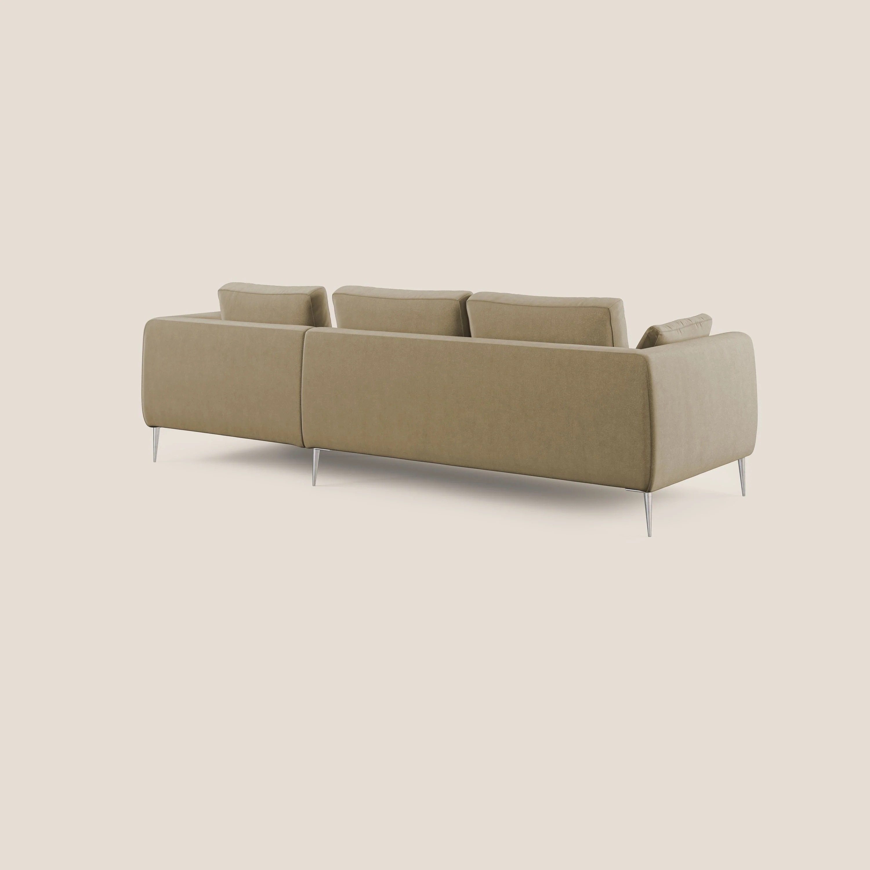 Plano canapé d'angle moderne en microfibre technique détachable T11 beige - Image 4